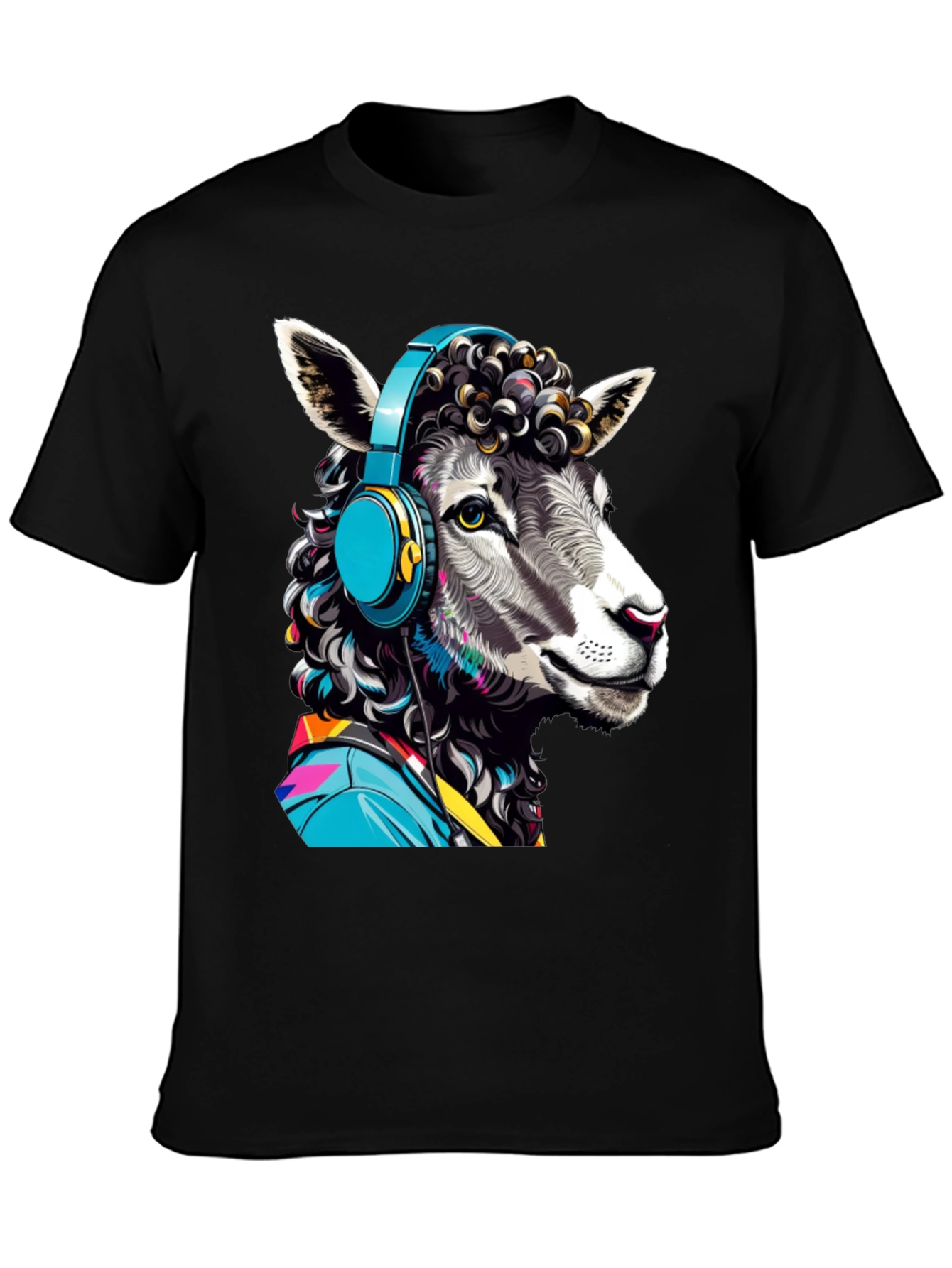 Sheep with Headphones Graphic Tee - Quirky Animal Design