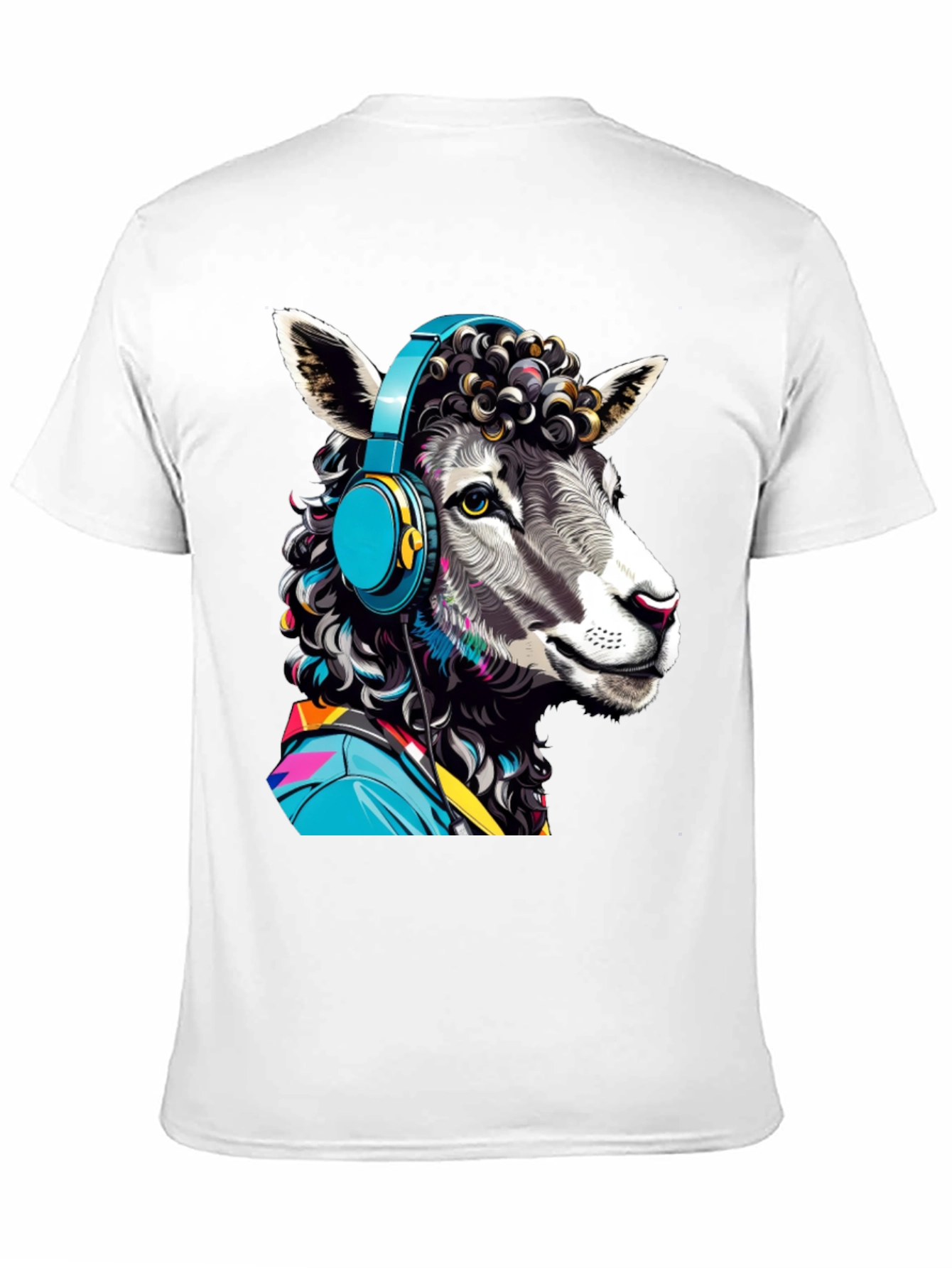 Sheep with Headphones Graphic Tee - Quirky Animal Design