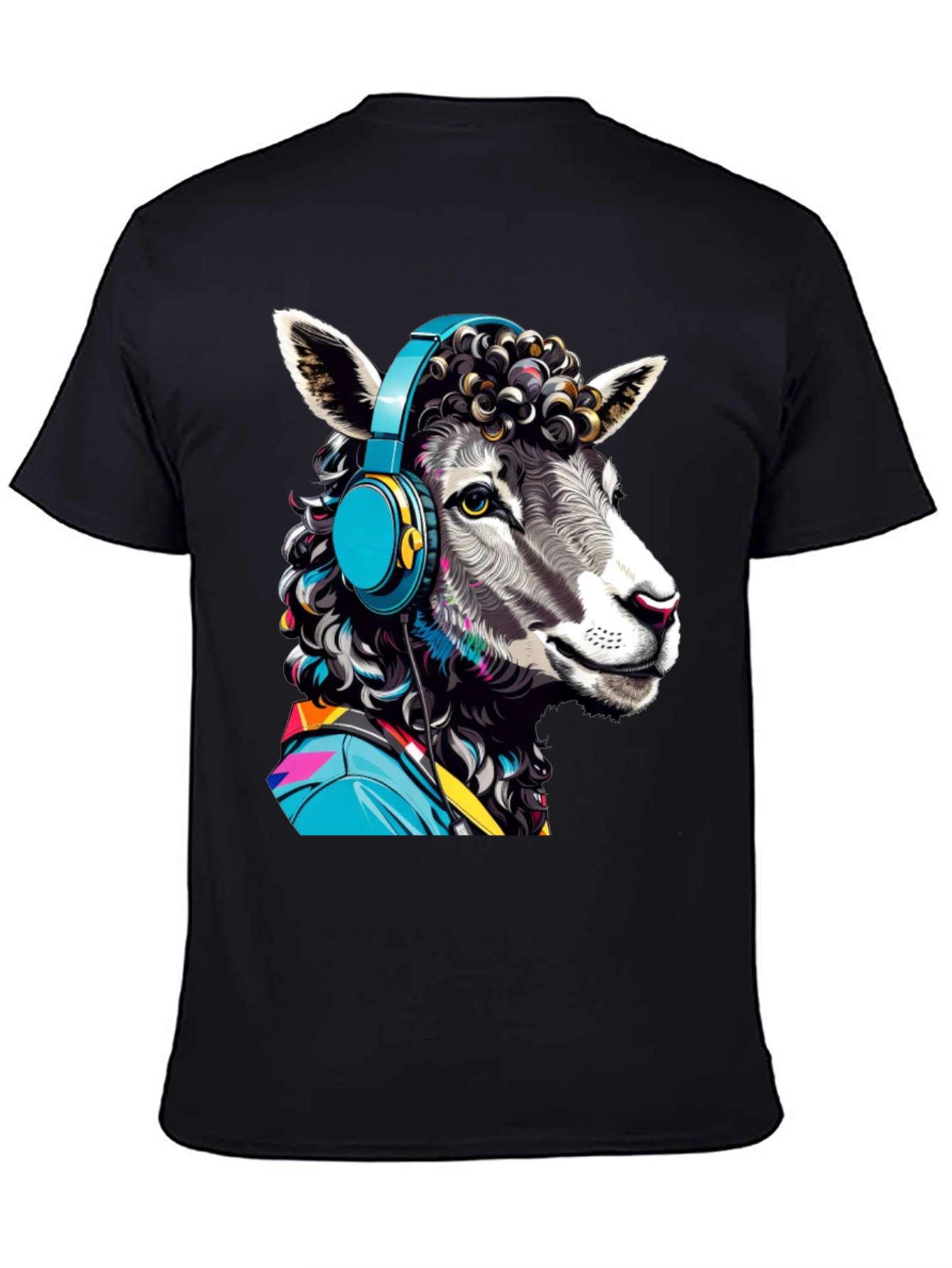 Sheep with Headphones Graphic Tee - Quirky Animal Design