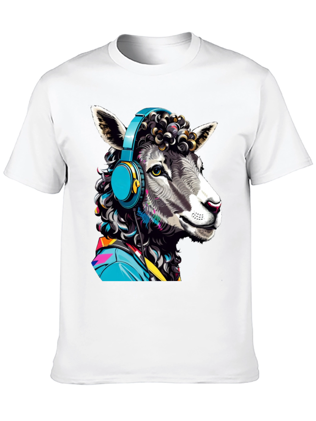 Sheep with Headphones Graphic Tee - Quirky Animal Design