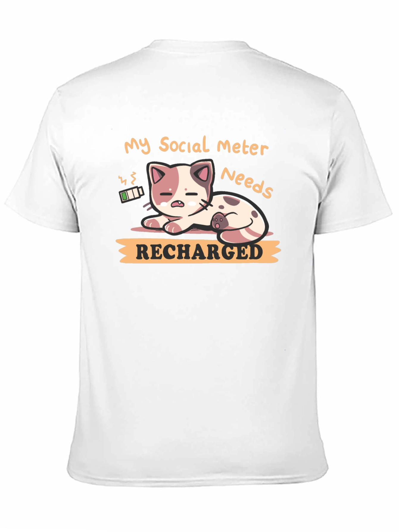 Social Meter Recharge Cat Graphic T-Shirt