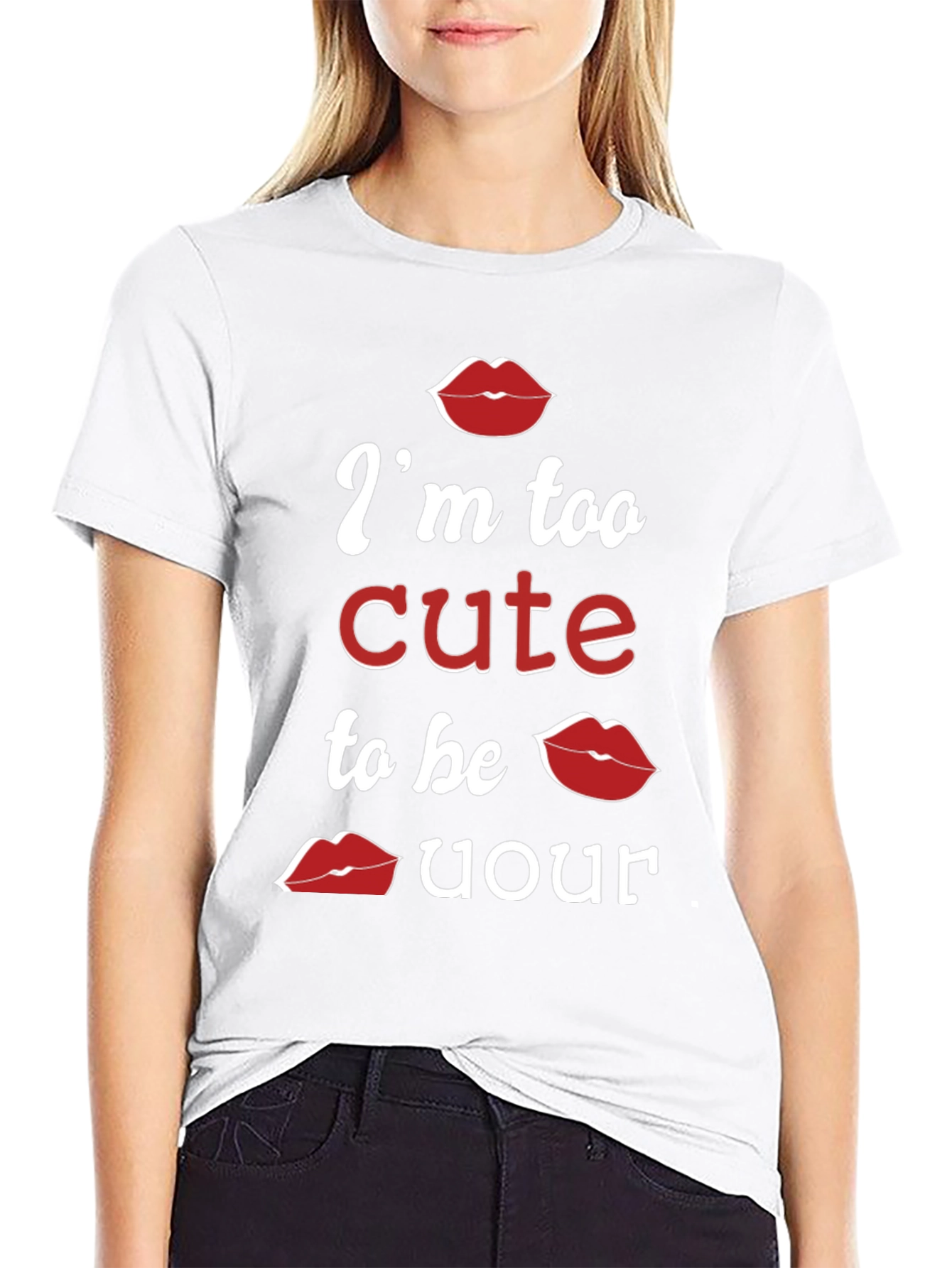 Cute Lips Graphic T-Shirt - Im Too Cute