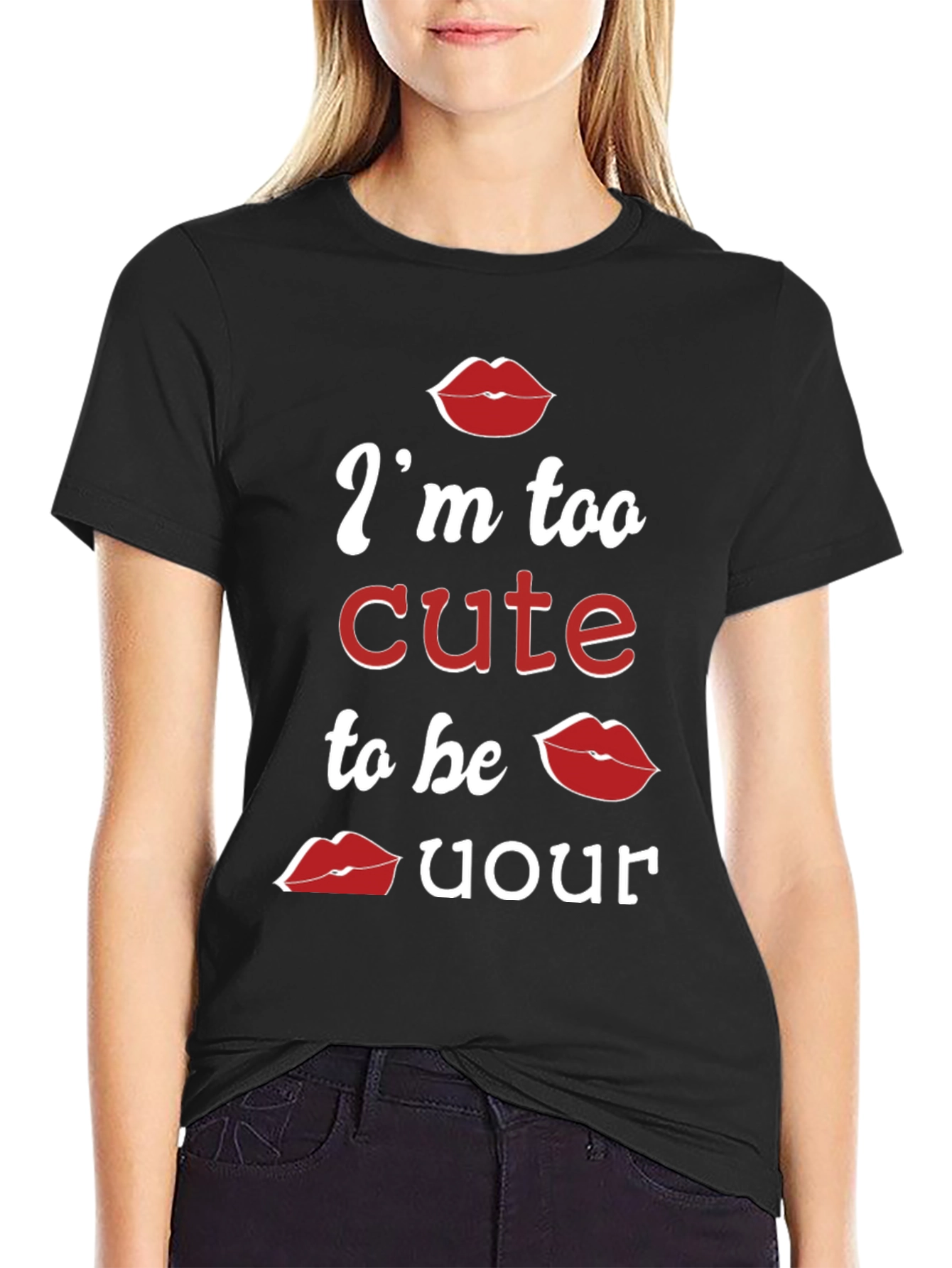 Cute Lips Graphic T-Shirt - Im Too Cute