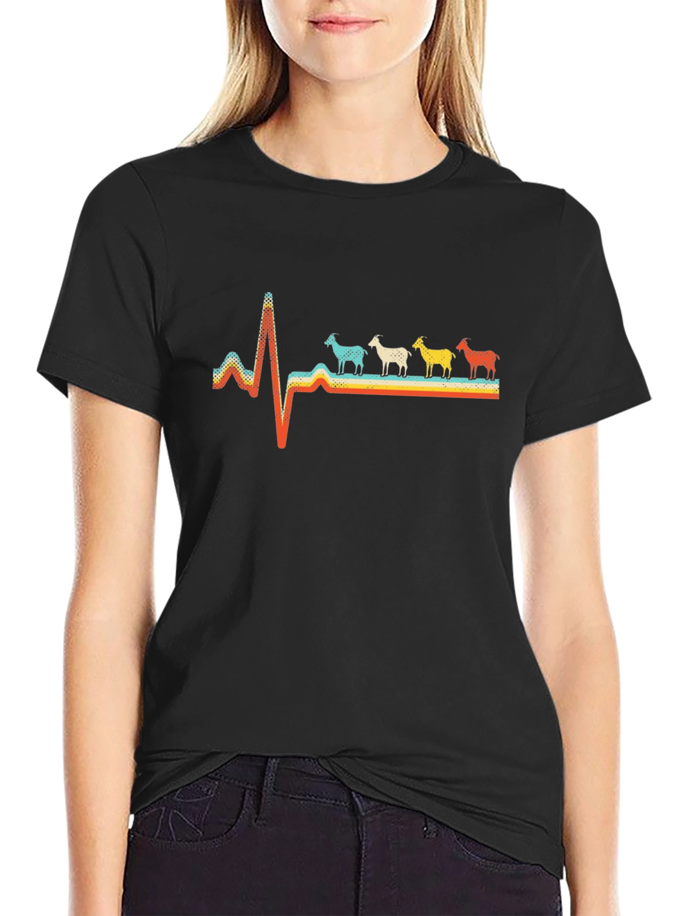 Goat Heartbeat Retro T-Shirt
