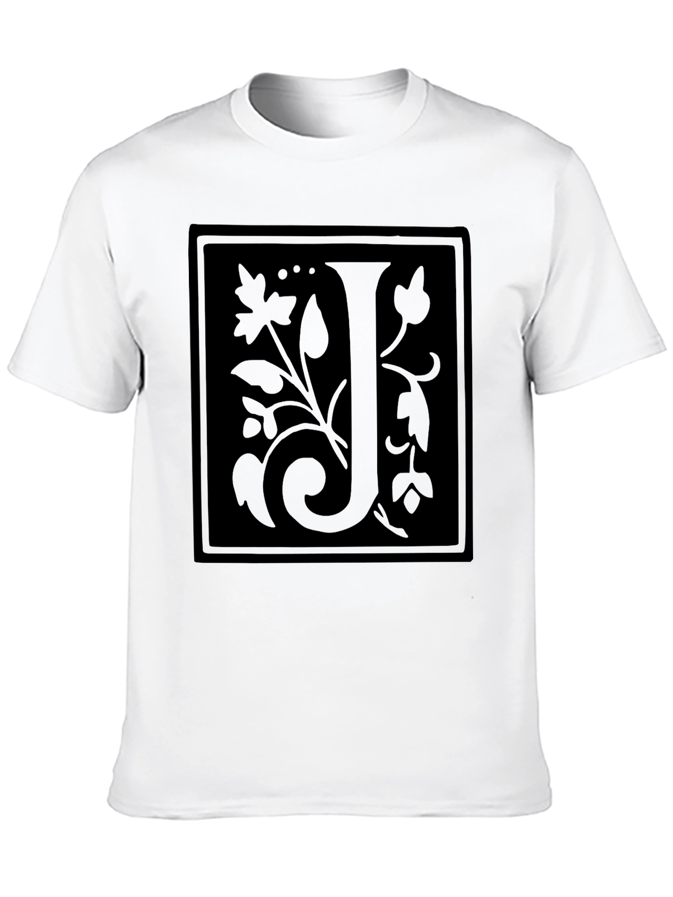 Floral Initial J Black T-Shirt