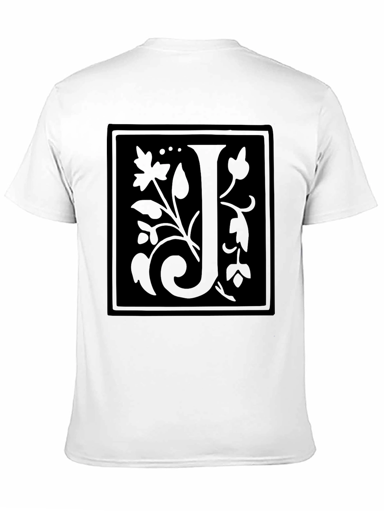 Floral Initial J Black T-Shirt