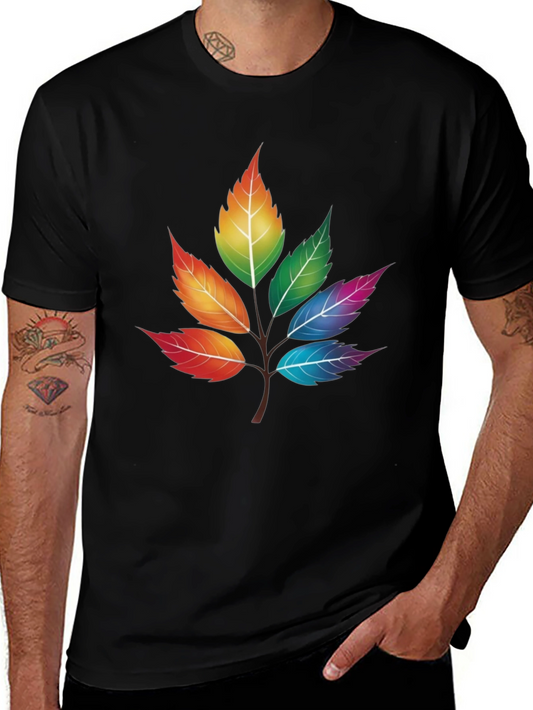 Rainbow Leaves T-Shirt - Unique Colorful Design