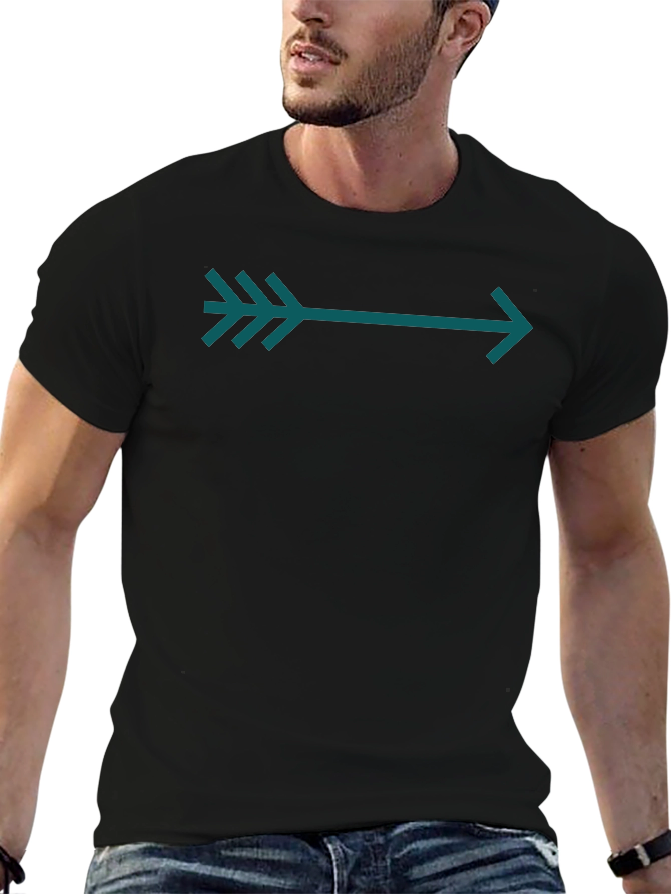 Arrow Graphic Tee - Teal on Black