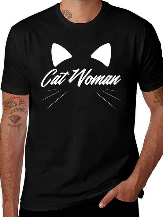 Cat Woman Graphic Tee - Black Cotton T-Shirt