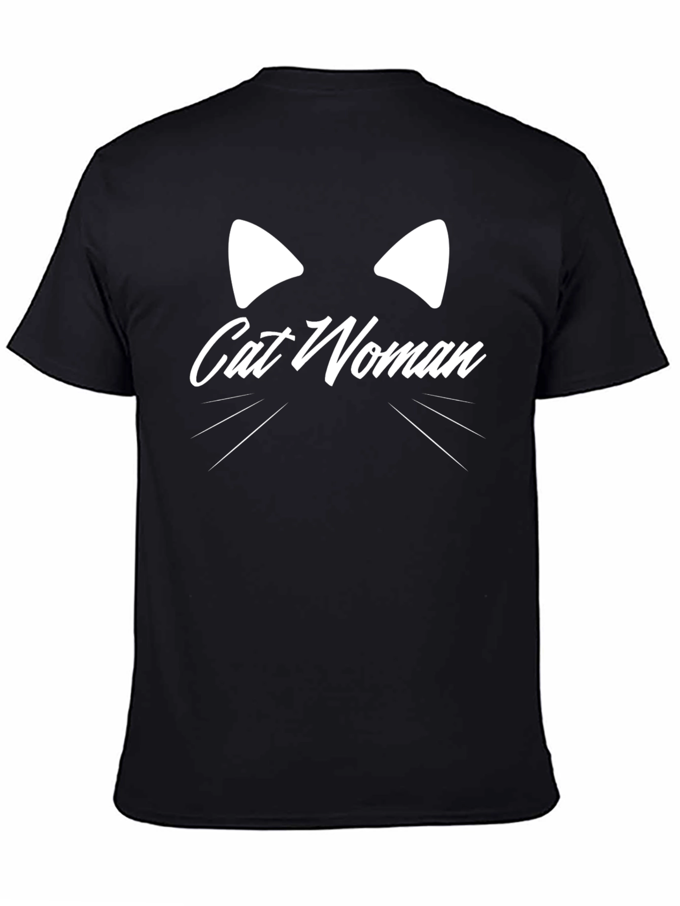 Cat Woman Graphic Tee - Black Cotton T-Shirt