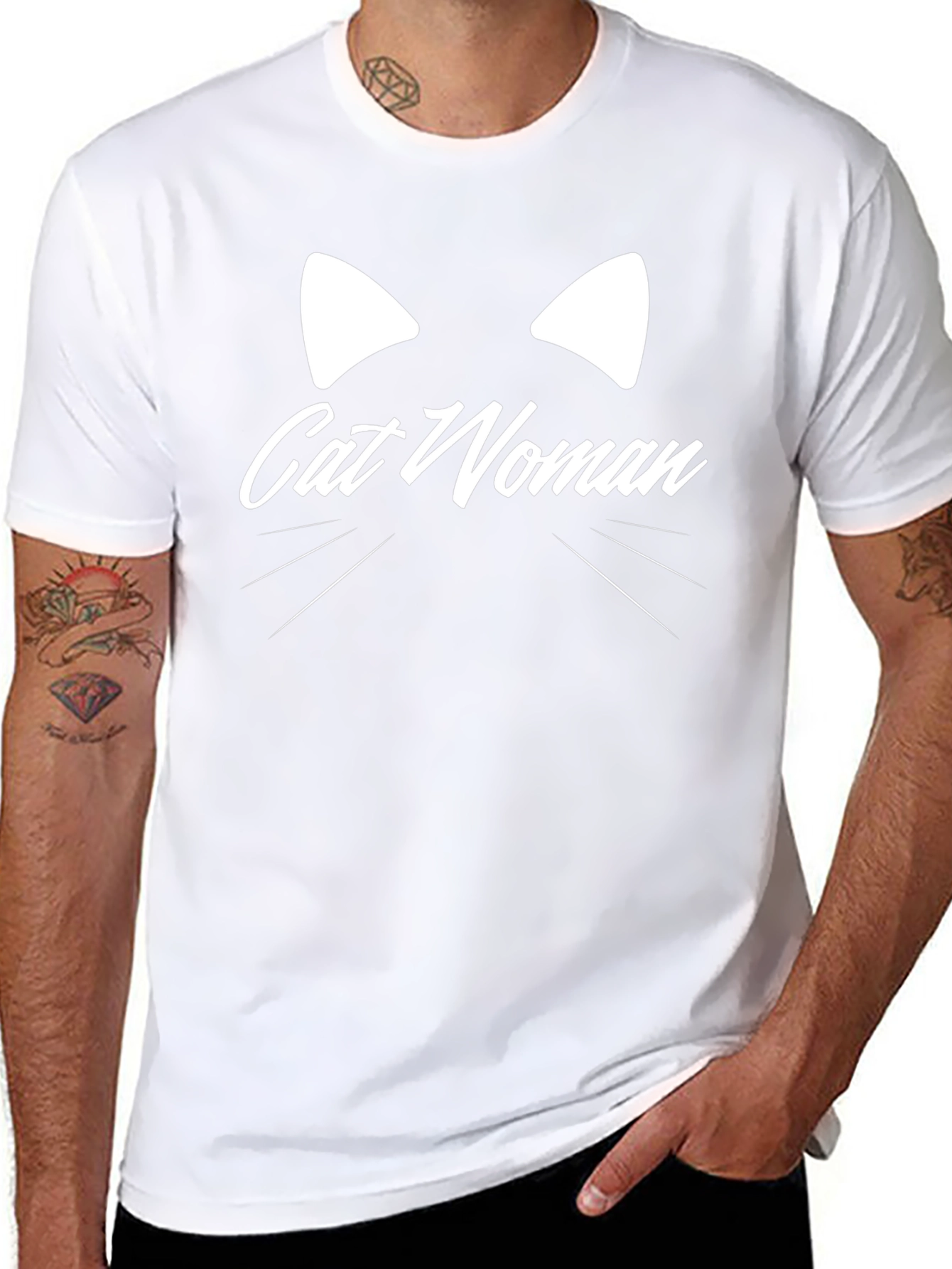 Cat Woman Graphic Tee - Black Cotton T-Shirt