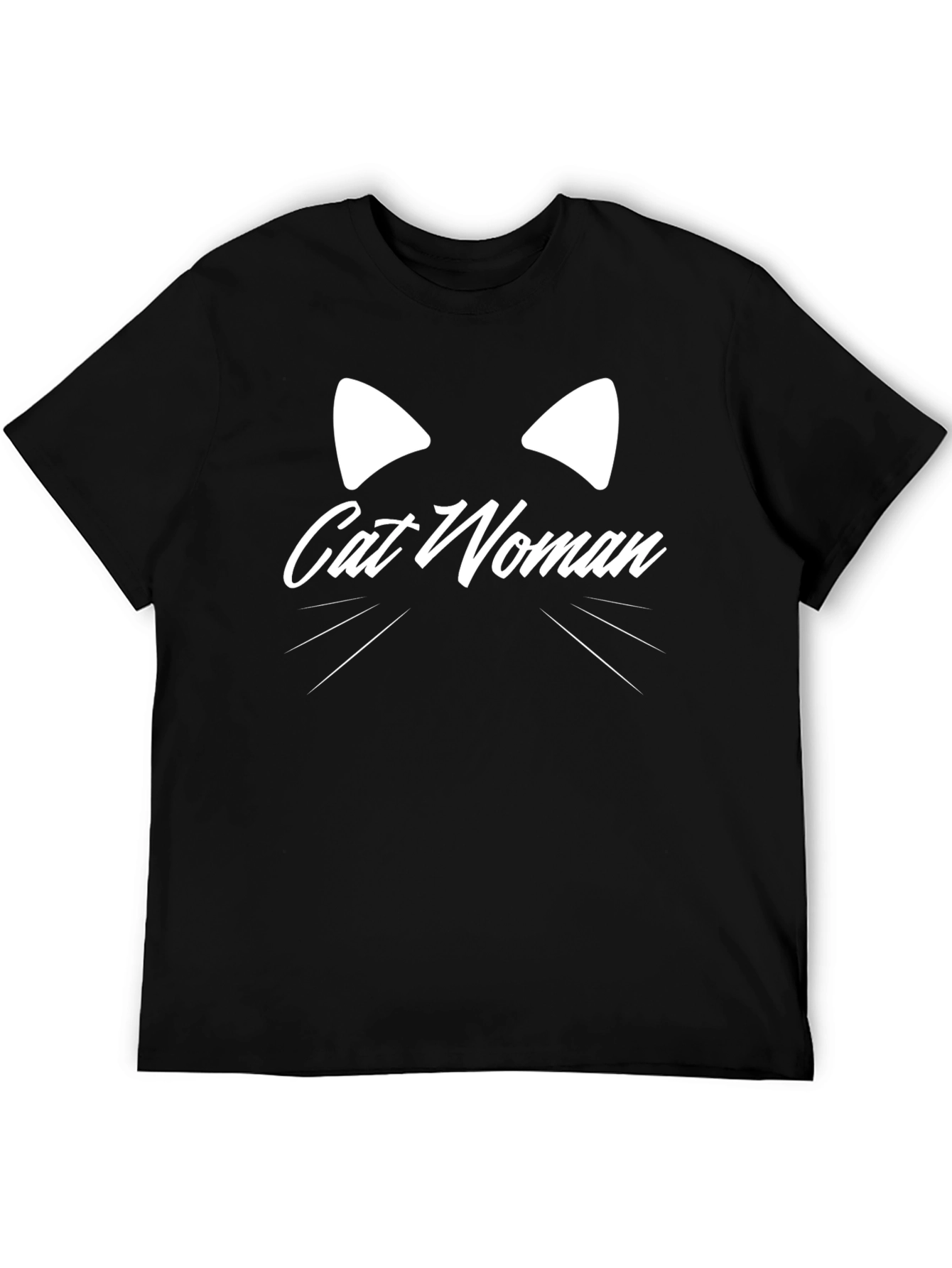 Cat Woman Graphic Tee - Black Cotton T-Shirt