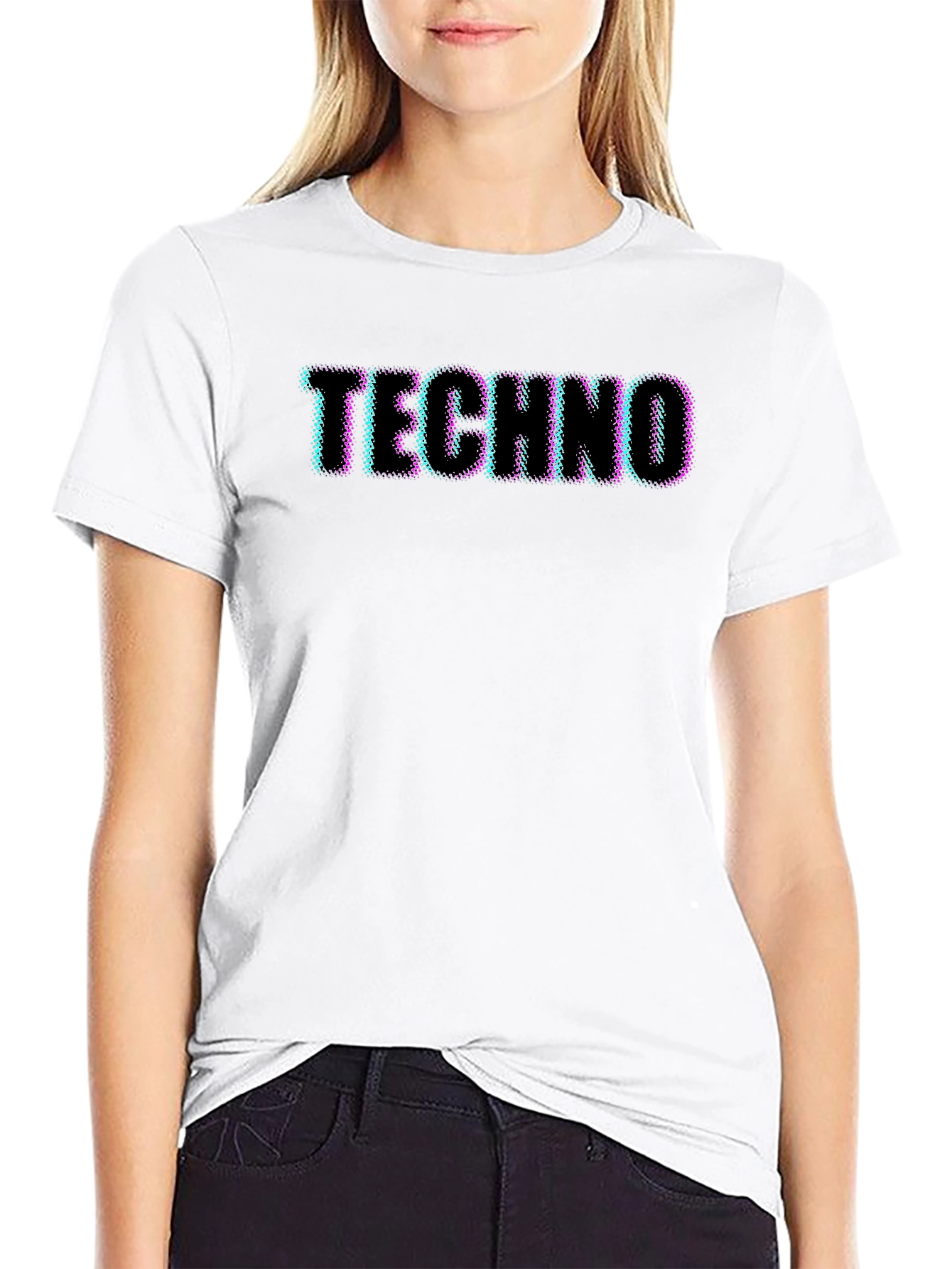 Retro Techno Graphic Tee - Black Cotton T-Shirt