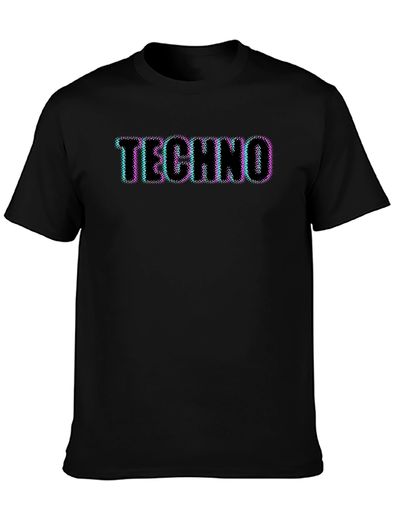 Retro Techno Graphic Tee - Black Cotton T-Shirt