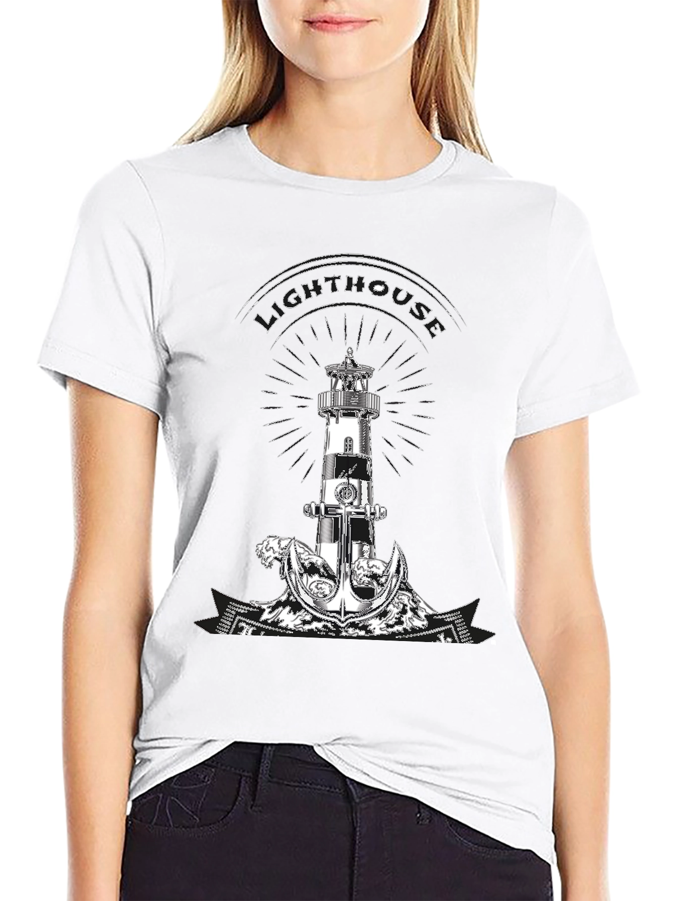 Lighthouse Anchor Graphic Tee - Nautical Style