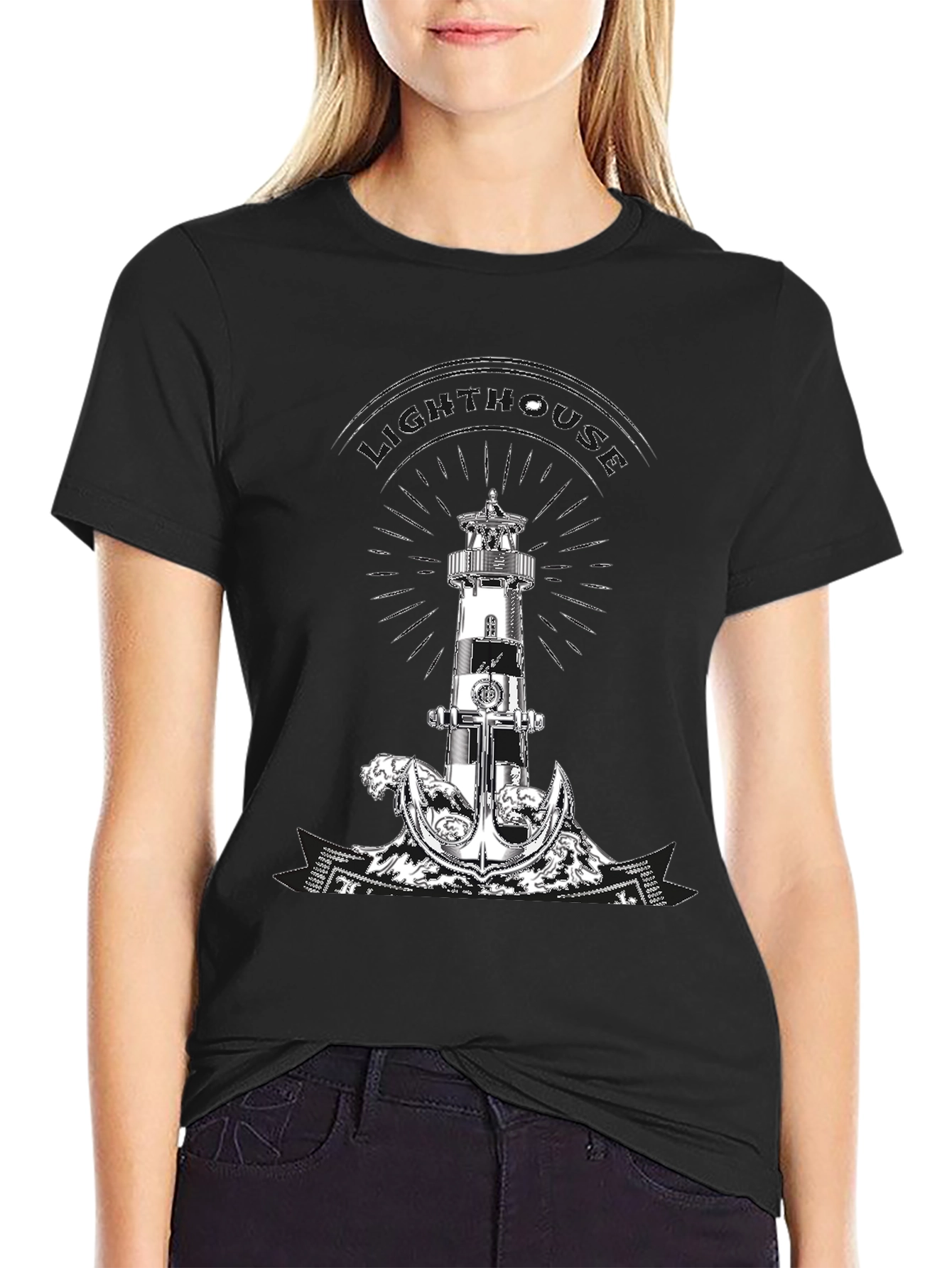 Lighthouse Anchor Graphic Tee - Nautical Style
