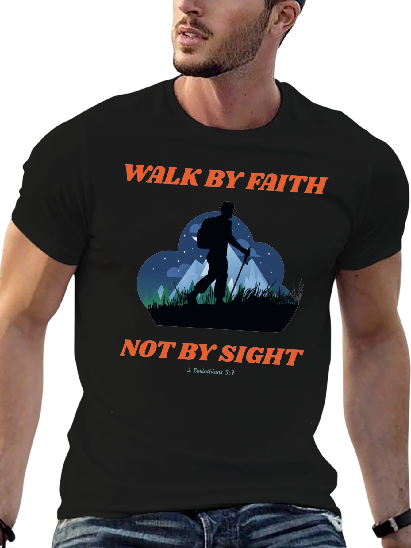 Walk By Faith T-Shirt: Christian Hiking Design