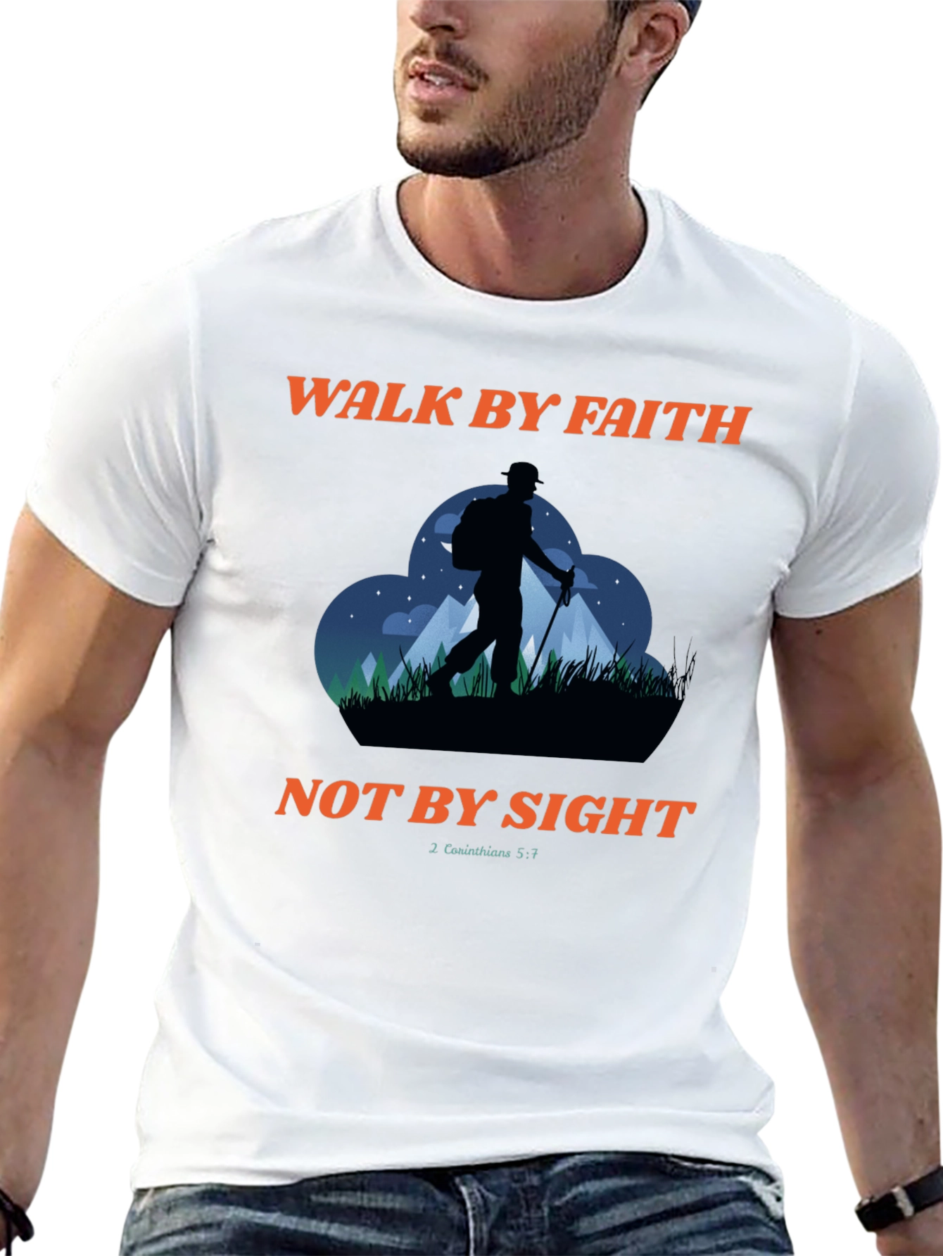 Walk By Faith T-Shirt: Christian Hiking Design