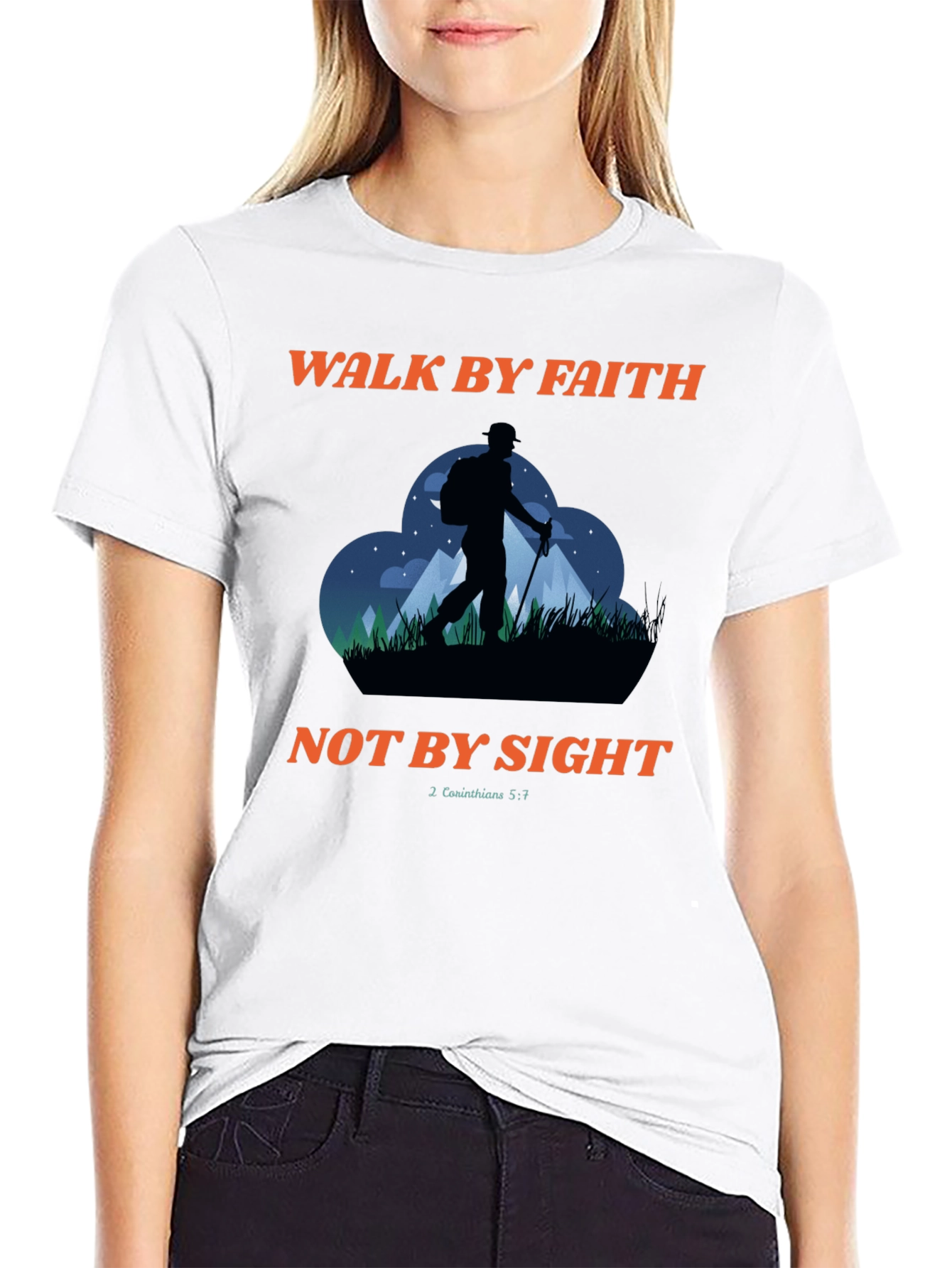 Walk By Faith T-Shirt: Christian Hiking Design