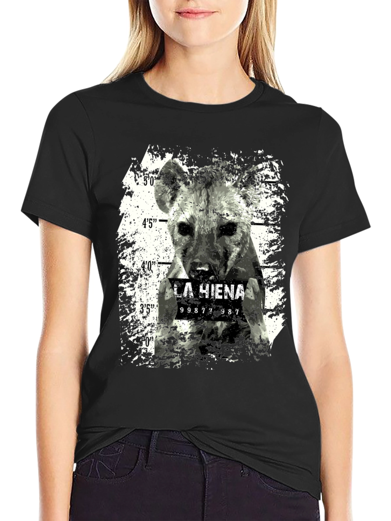 Hyena Mugshot Graphic Tee - Cool Animal Print