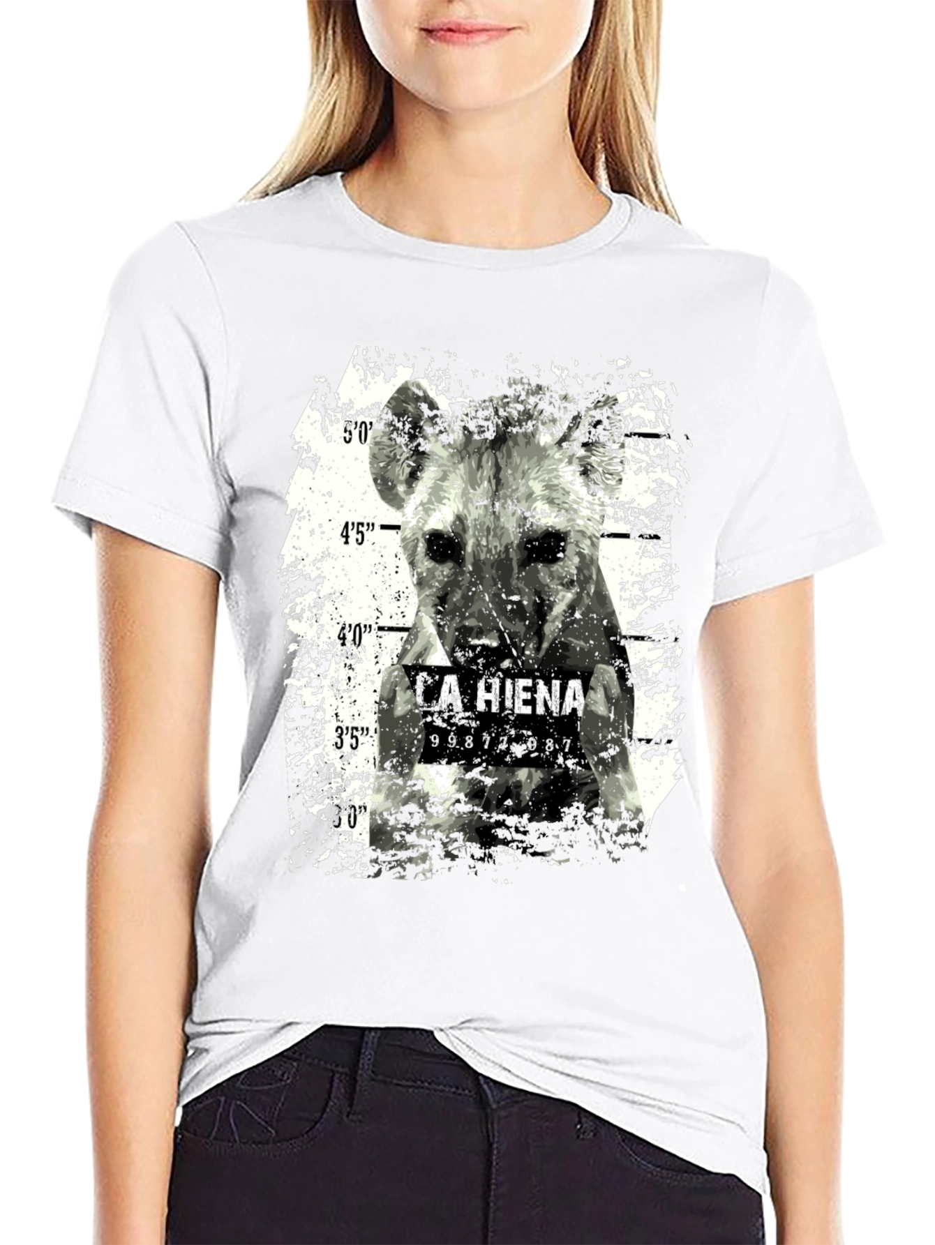 Hyena Mugshot Graphic Tee - Cool Animal Print