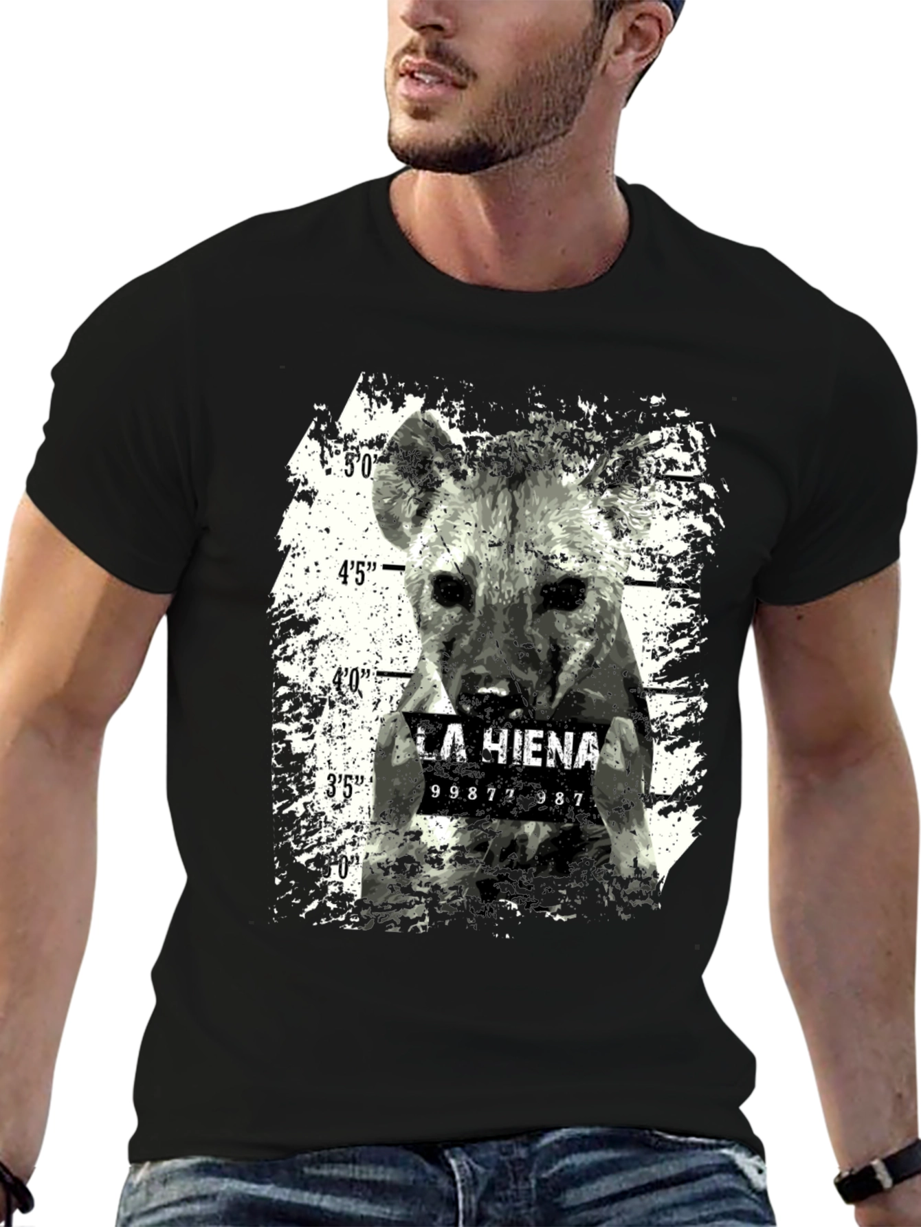 Hyena Mugshot Graphic Tee - Cool Animal Print