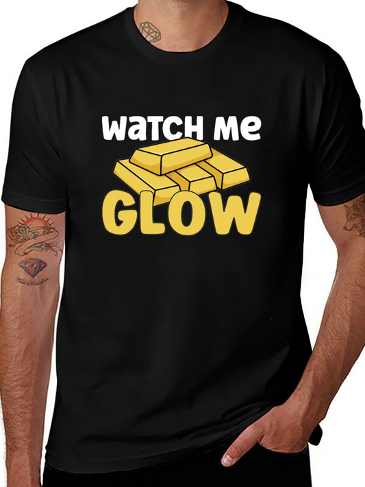 Watch Me Glow Gold Bar Graphic Tee - Mens