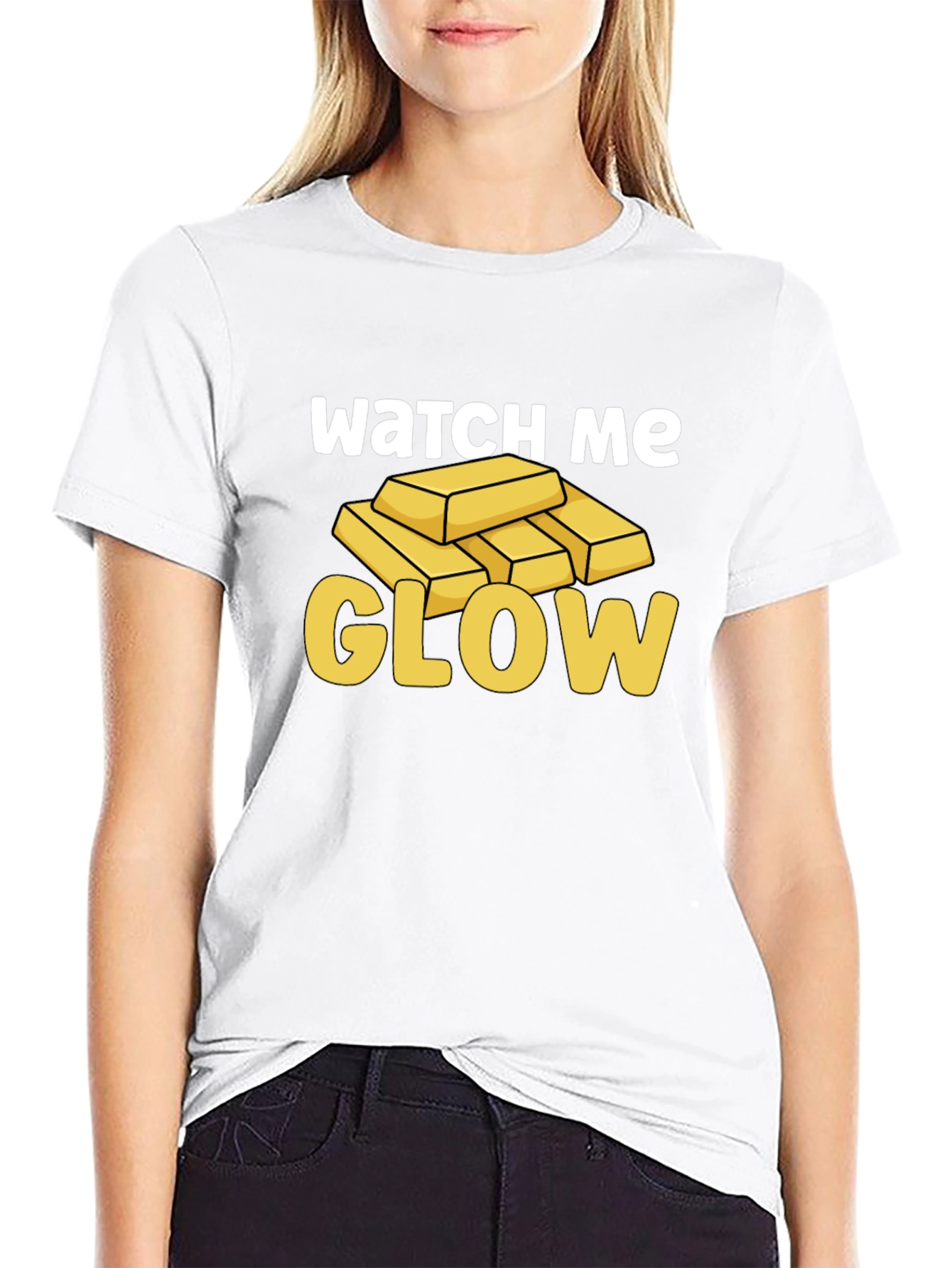 Watch Me Glow Gold Bar Graphic Tee - Mens