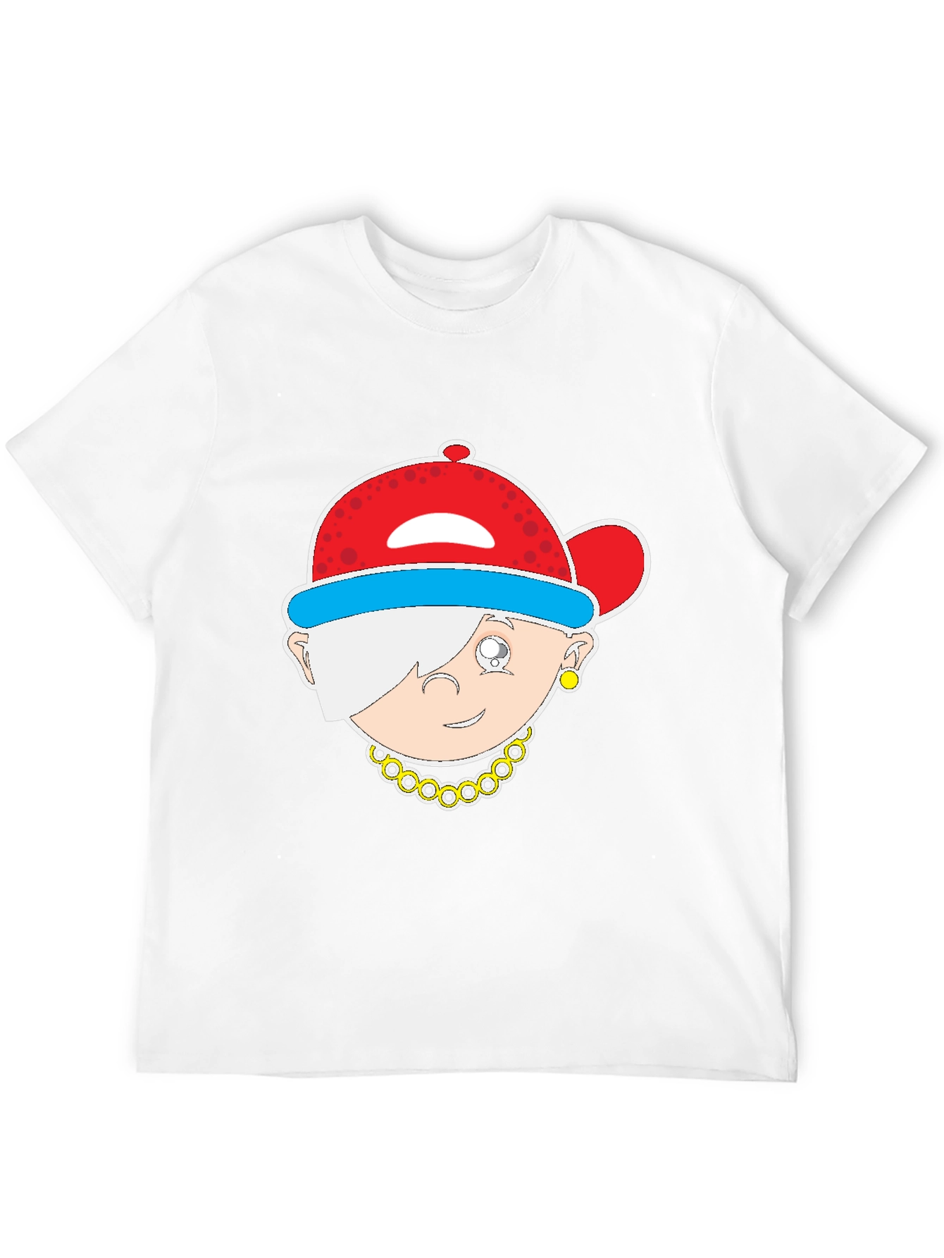 Cartoon Character Graphic Tee - Black Cotton