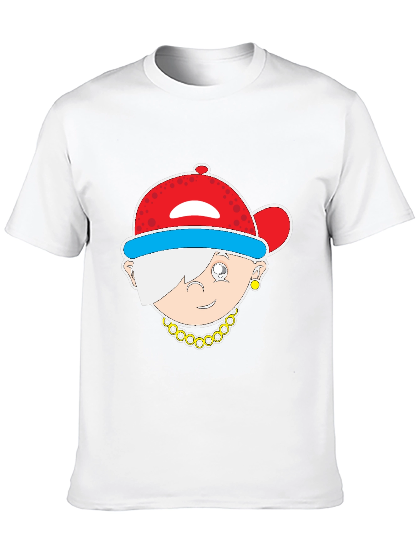 Cartoon Character Graphic Tee - Black Cotton