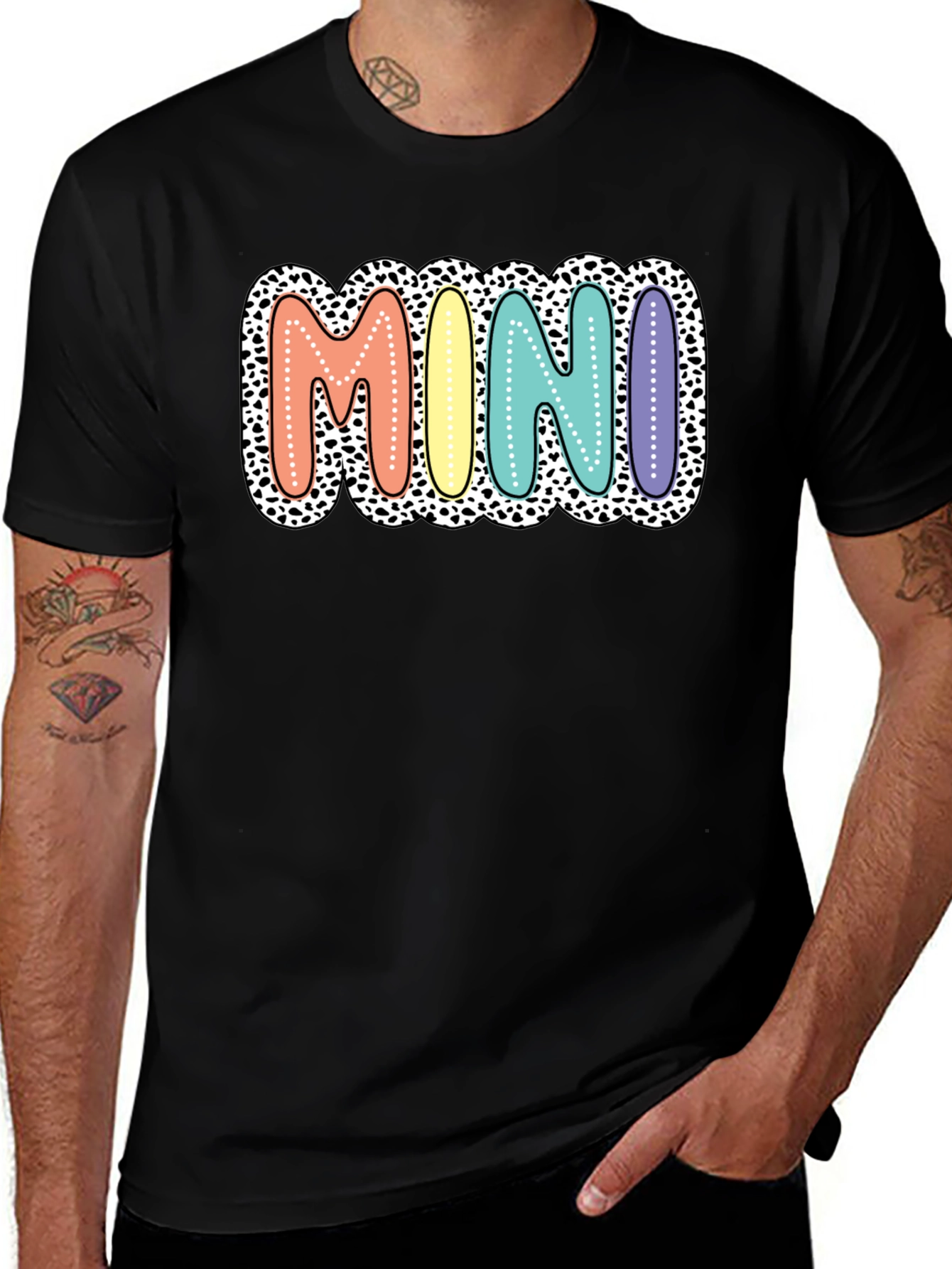 Mini Leopard Print Pastel Lettering Graphic Tee