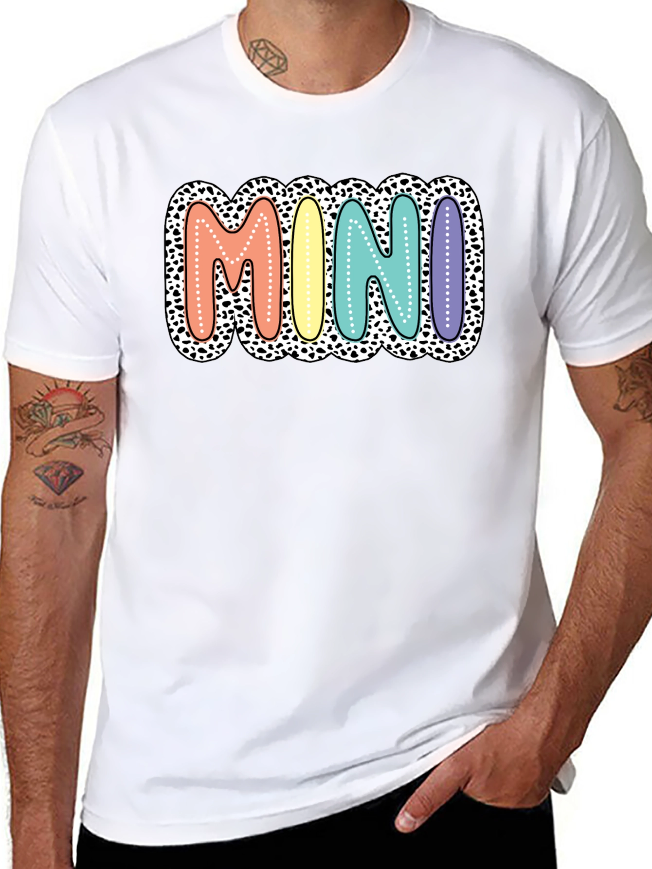 Mini Leopard Print Pastel Lettering Graphic Tee
