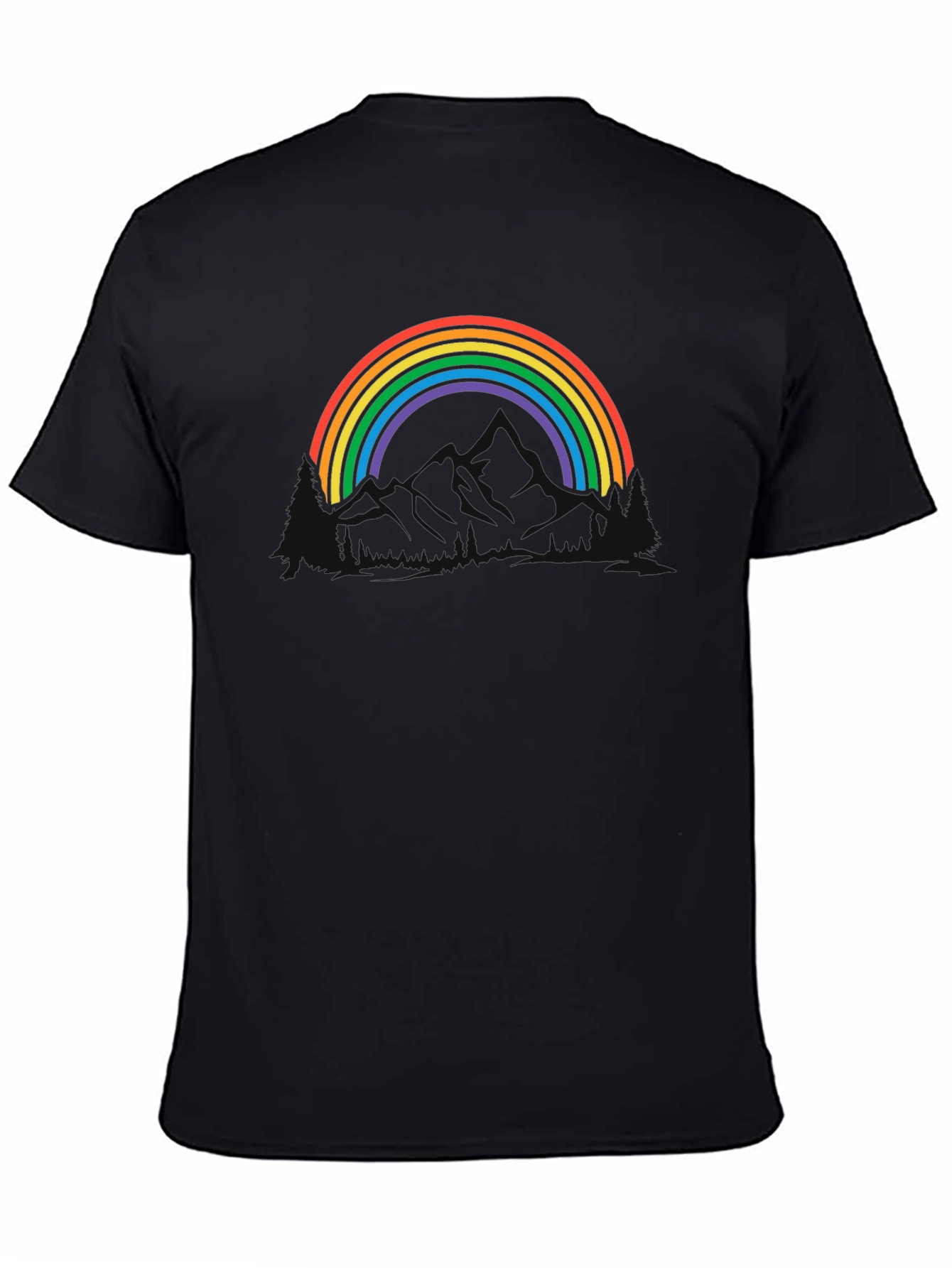 Rainbow Mountain Graphic Tee - Black Cotton Blend