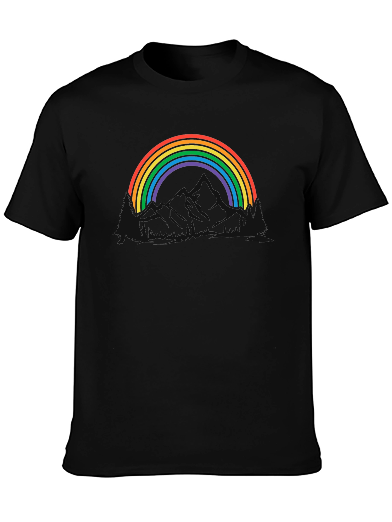 Rainbow Mountain Graphic Tee - Black Cotton Blend