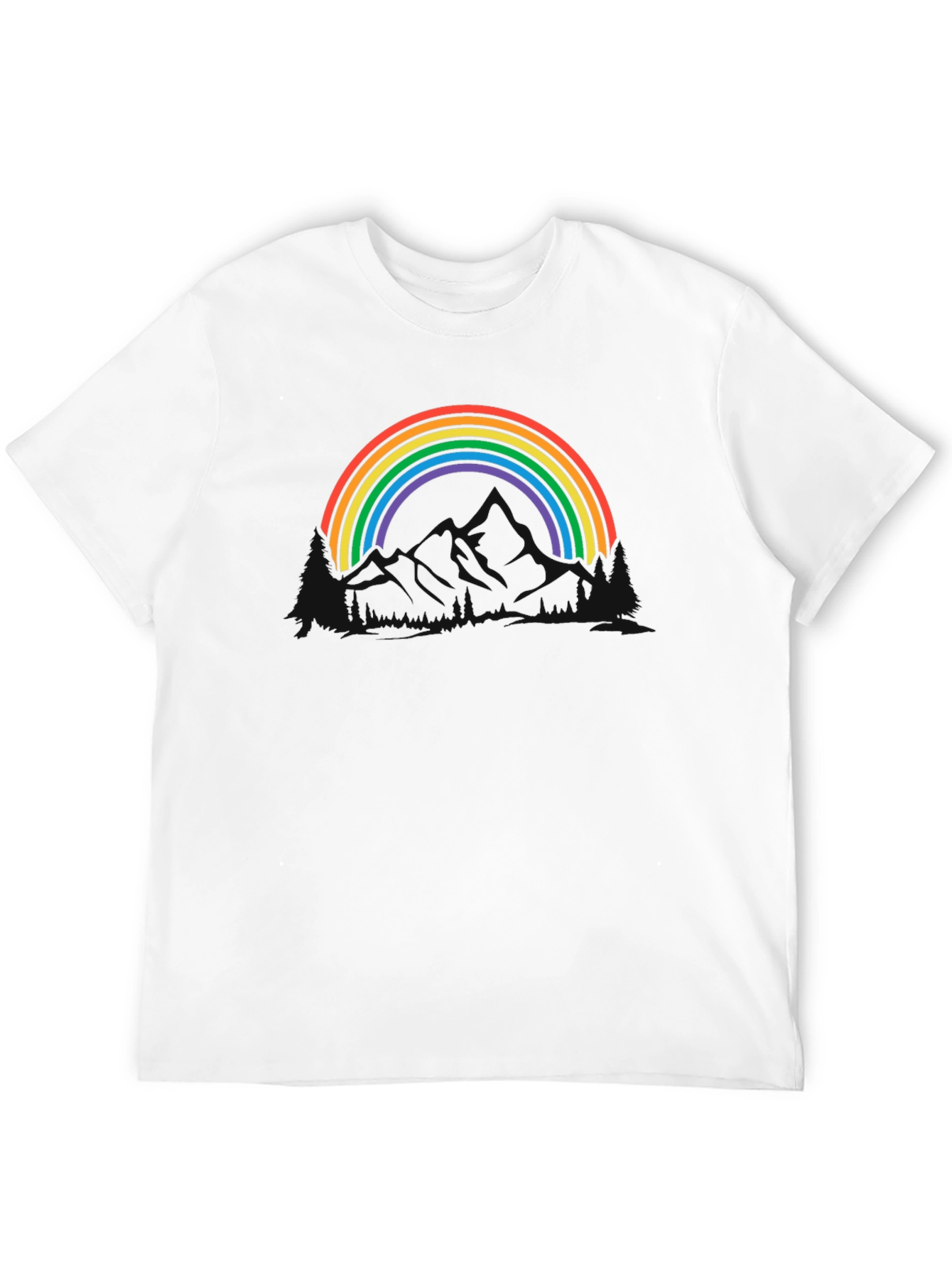 Rainbow Mountain Graphic Tee - Black Cotton Blend