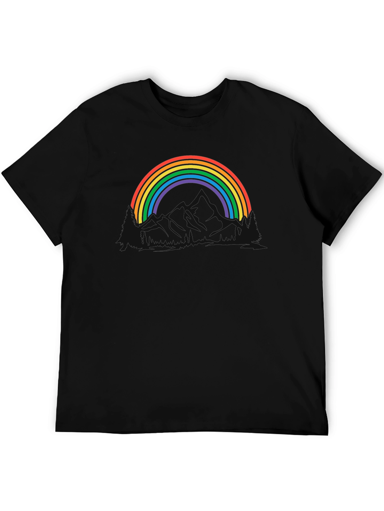 Rainbow Mountain Graphic Tee - Black Cotton Blend