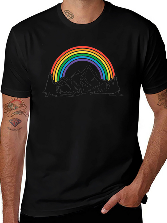 Rainbow Mountain Graphic Tee - Black Cotton Blend