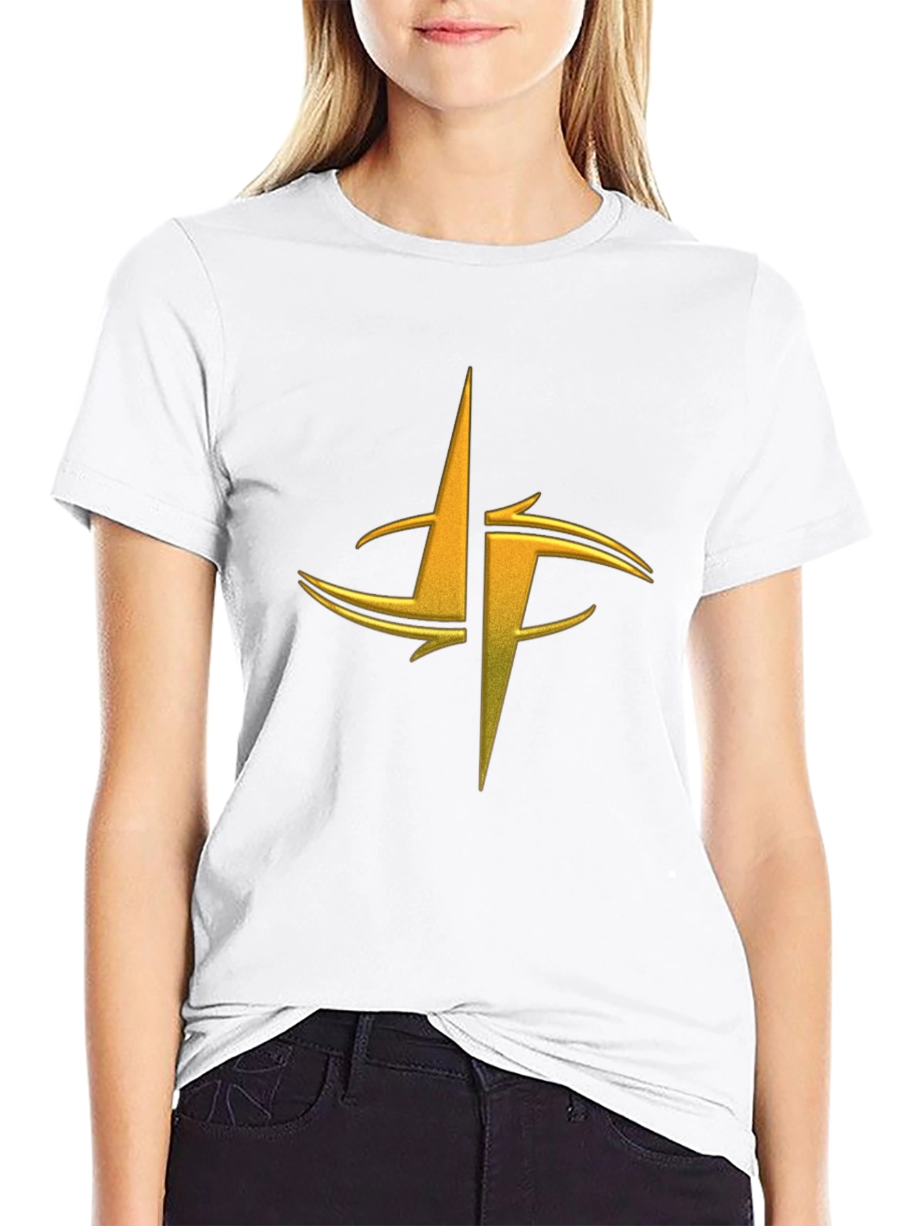 Mens Black Graphic Tee - Gold Abstract Design