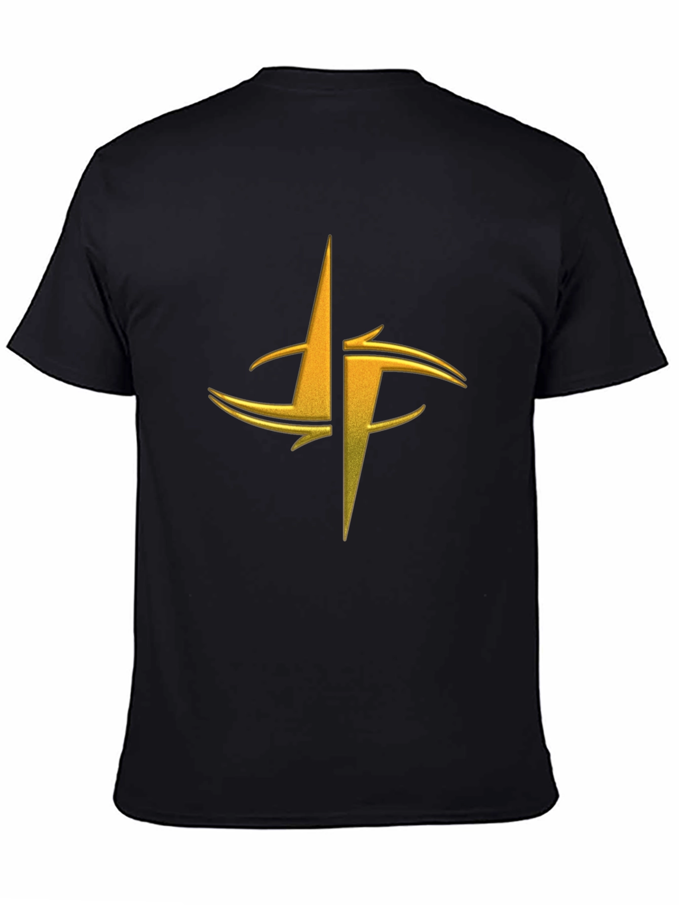 Mens Black Graphic Tee - Gold Abstract Design