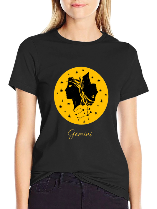 Gemini Zodiac T-Shirt - Black Graphic Tee