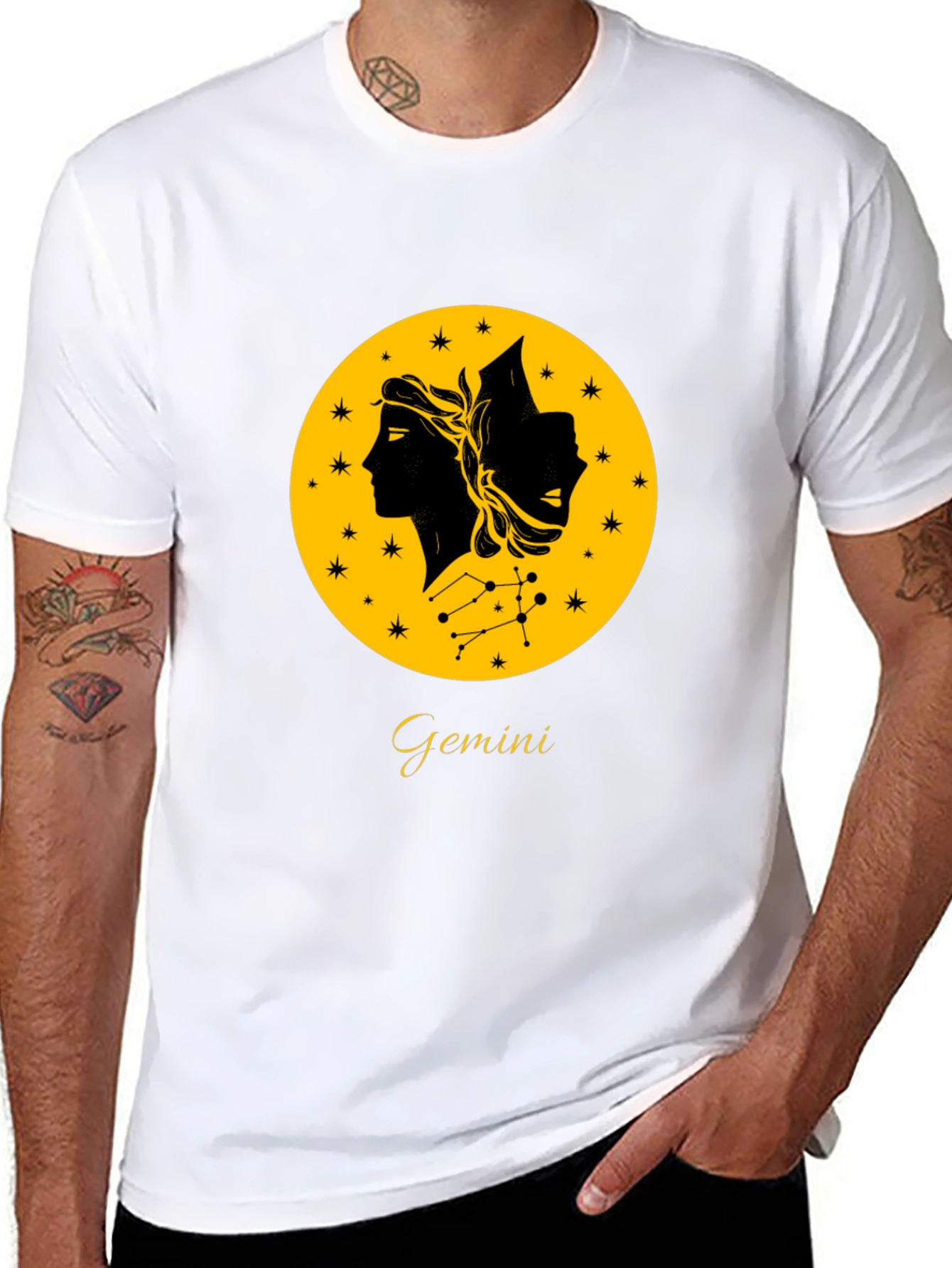Gemini Zodiac T-Shirt - Black Graphic Tee