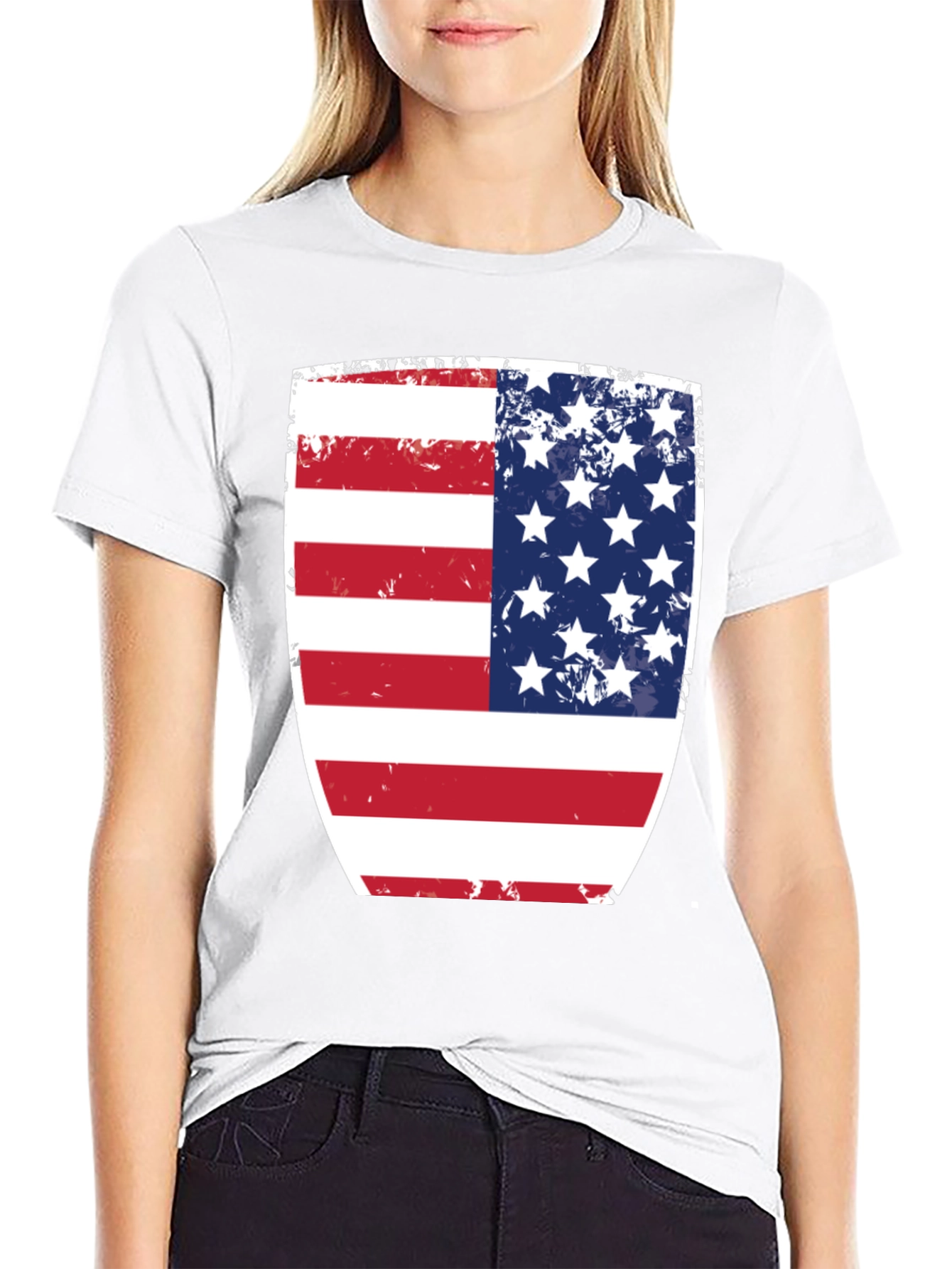 USA Flag Shield Graphic Black T-Shirt