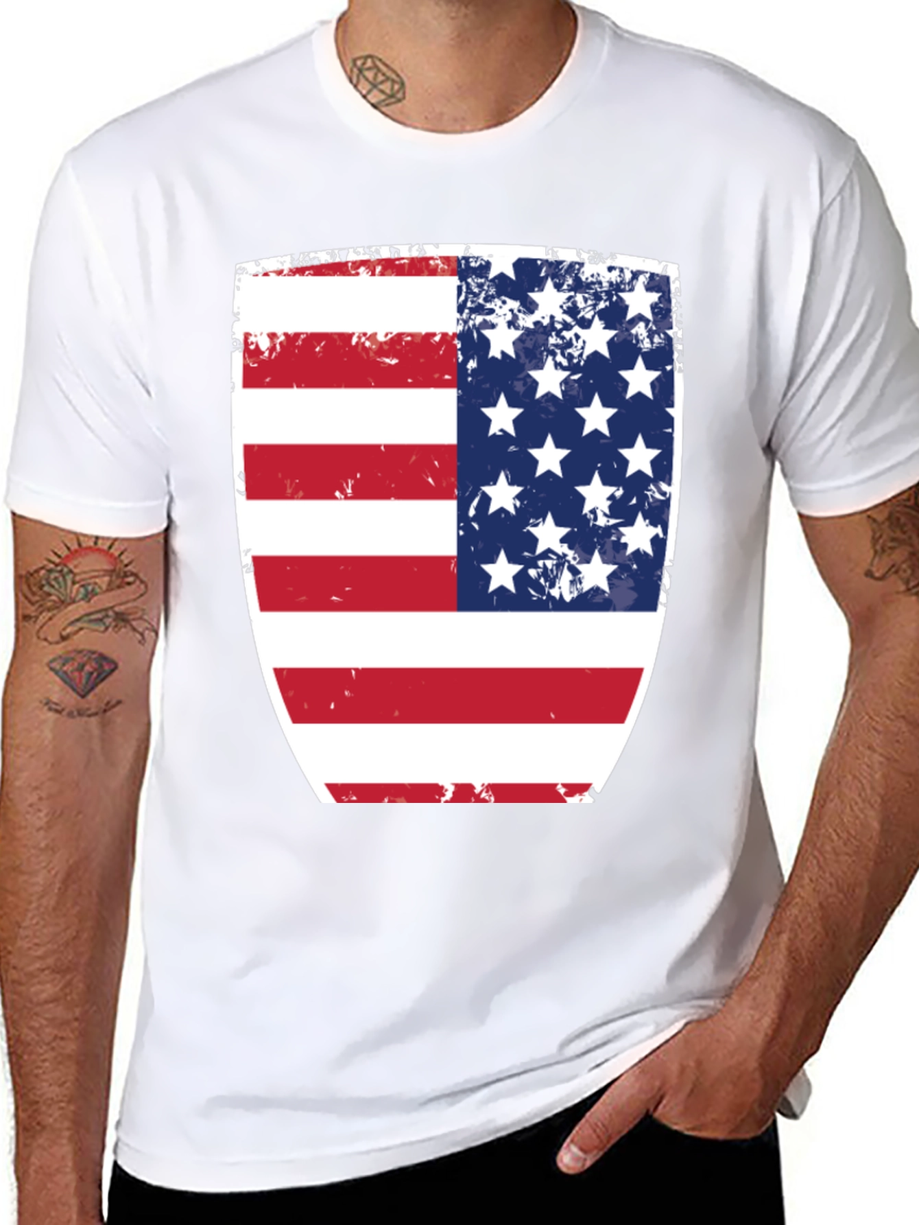 USA Flag Shield Graphic Black T-Shirt