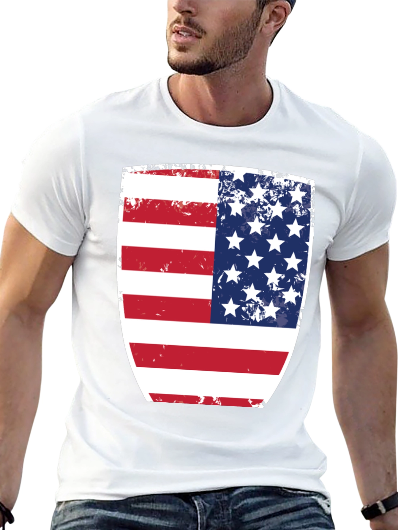 USA Flag Shield Graphic Black T-Shirt