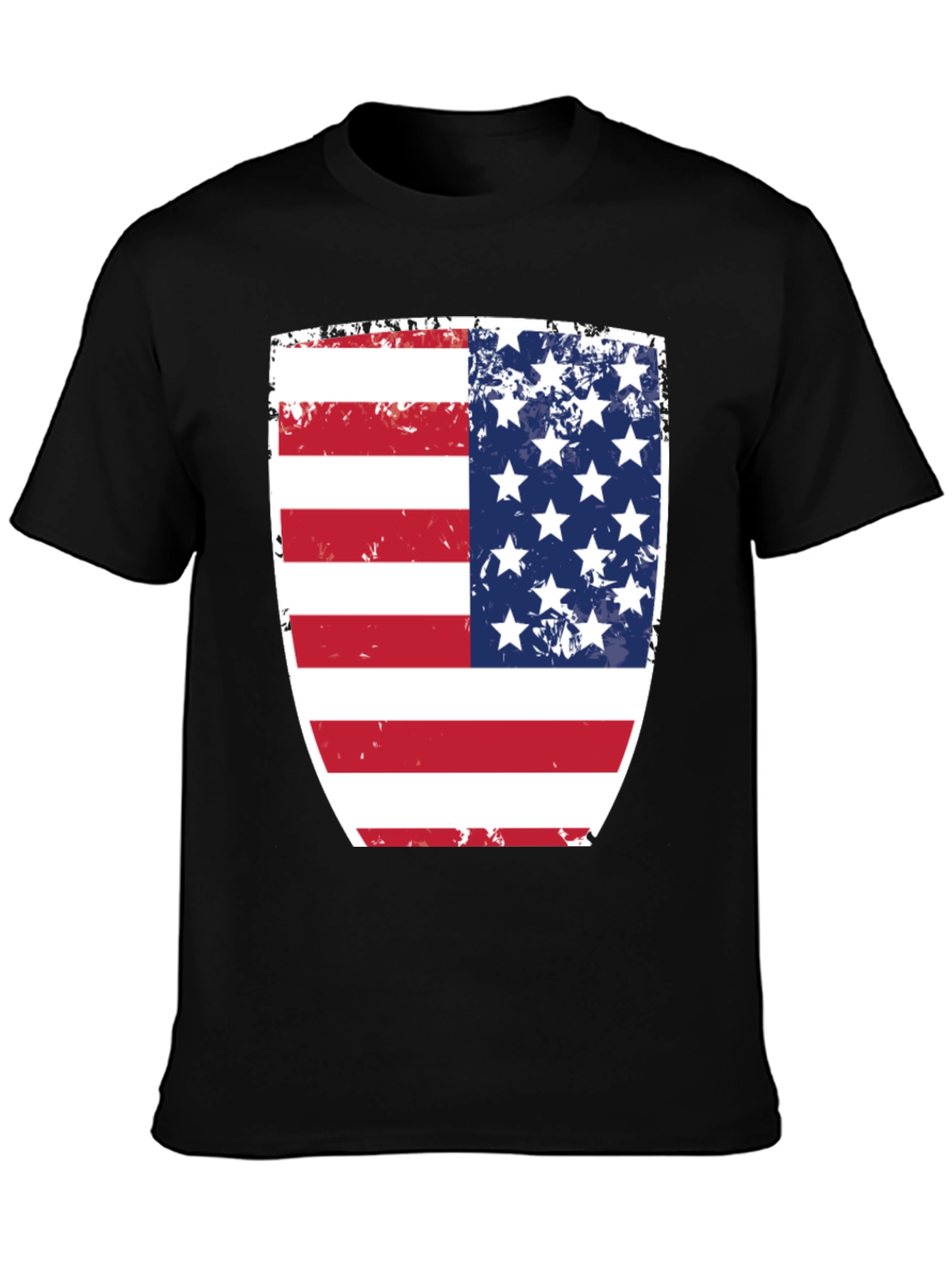 USA Flag Shield Graphic Black T-Shirt