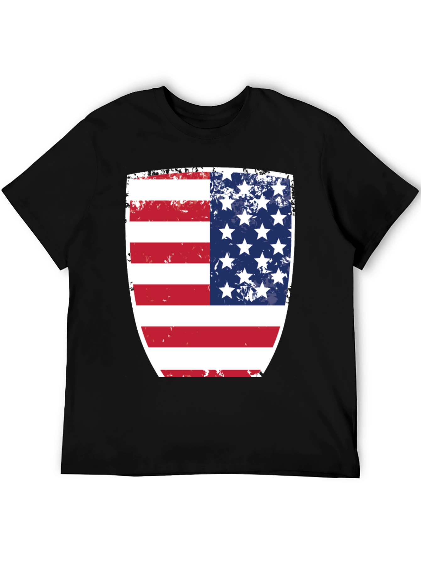 USA Flag Shield Graphic Black T-Shirt