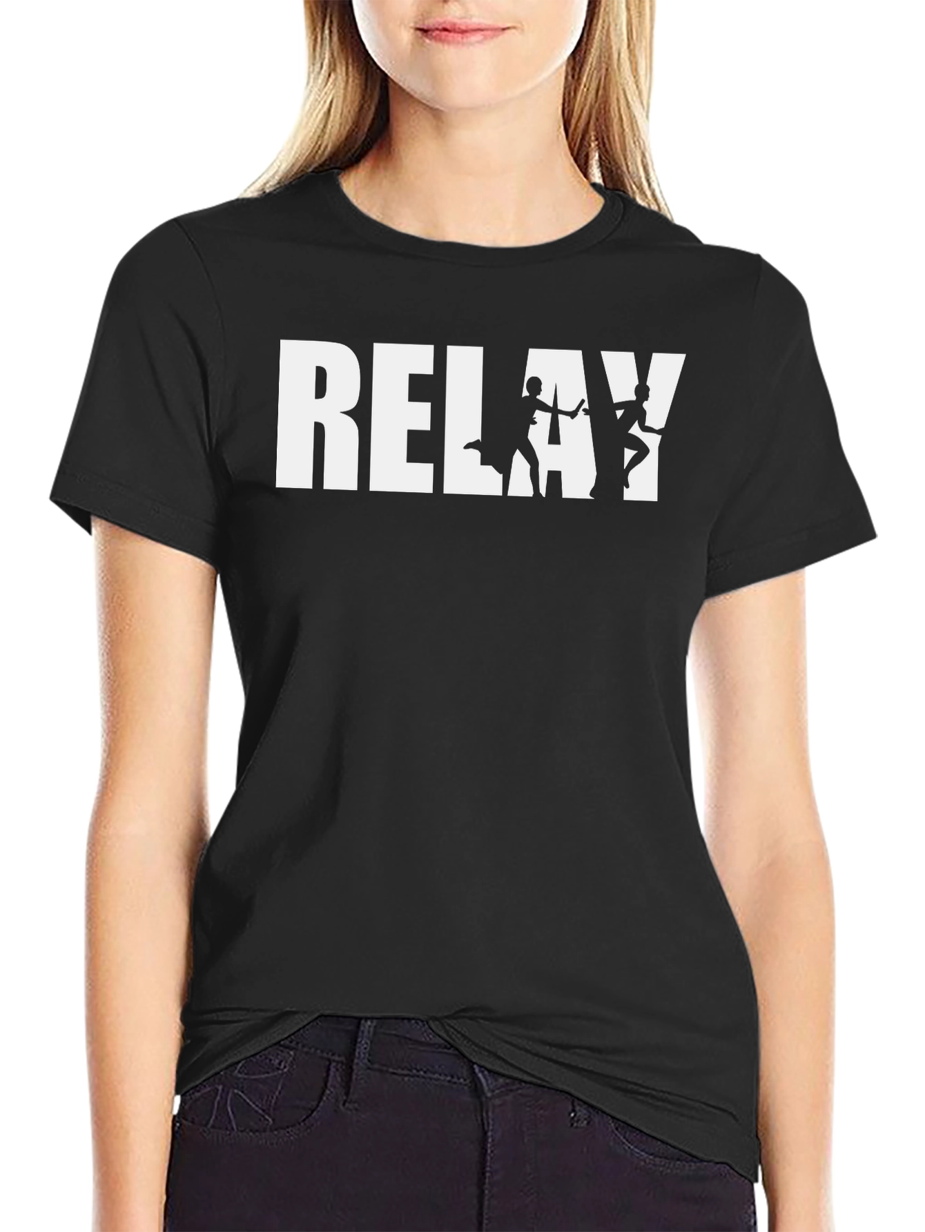Relay Team Graphic Tee - Black Cotton T-Shirt