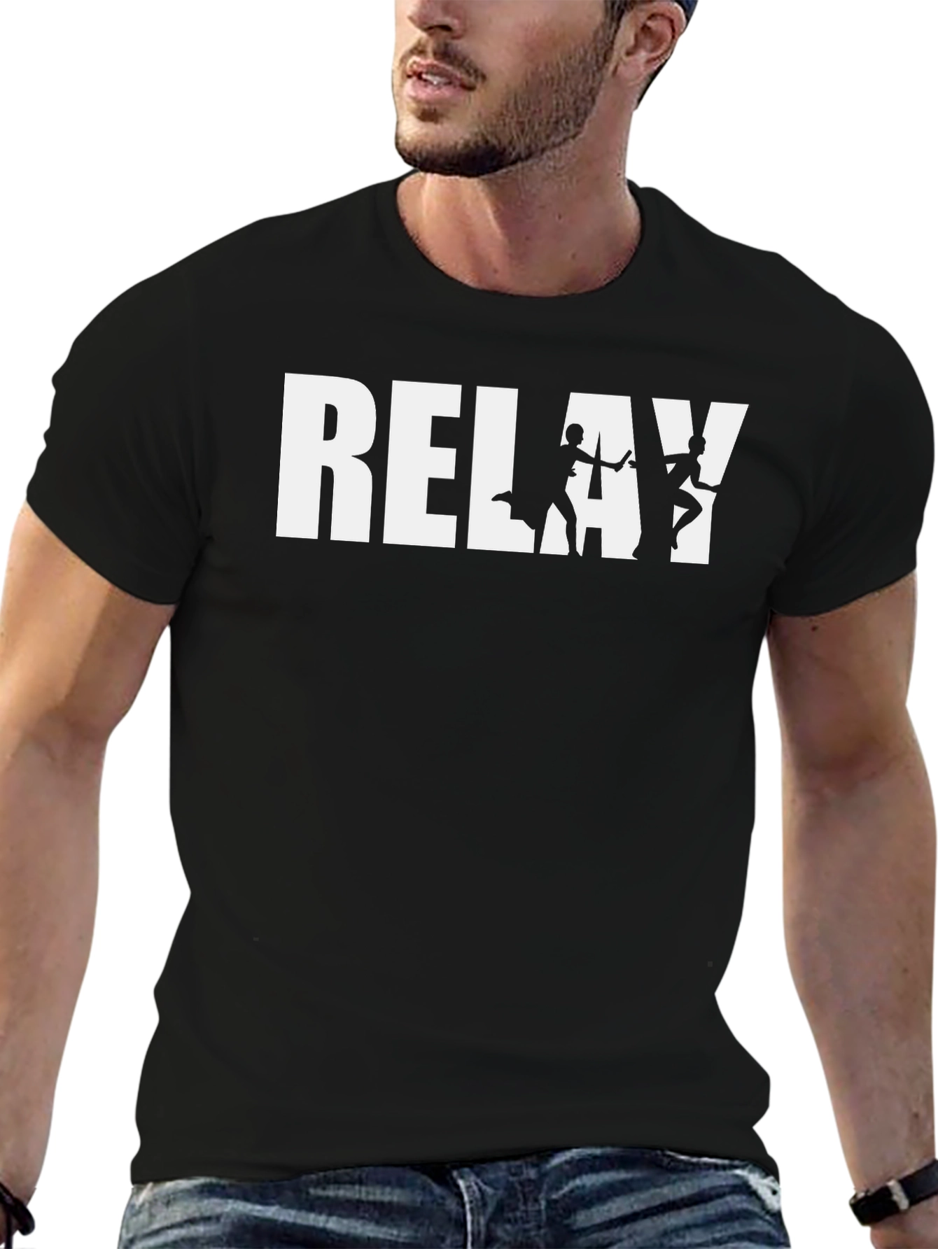 Relay Team Graphic Tee - Black Cotton T-Shirt
