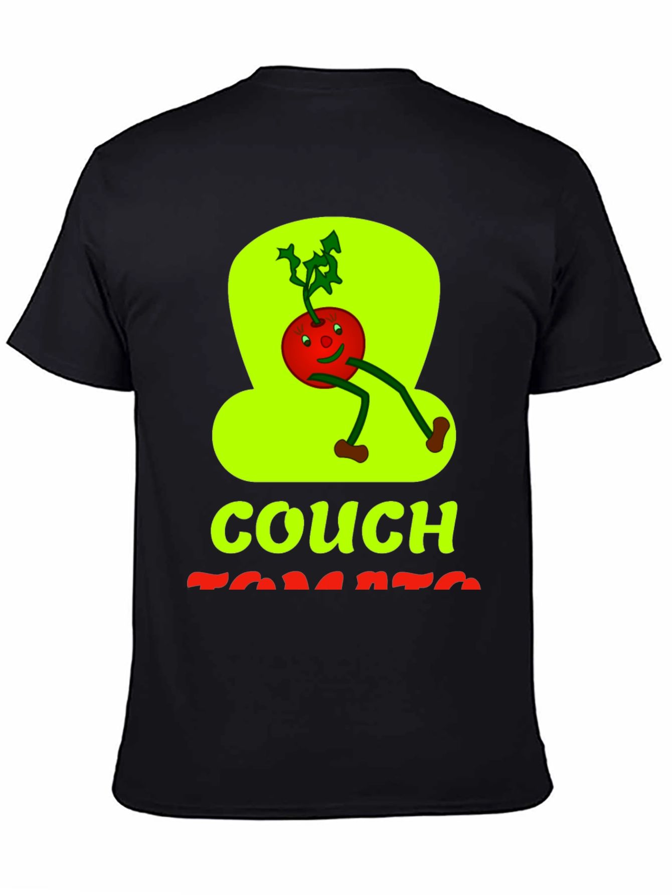 Couch Tomato Graphic Tee - Black Cotton Casual Wear