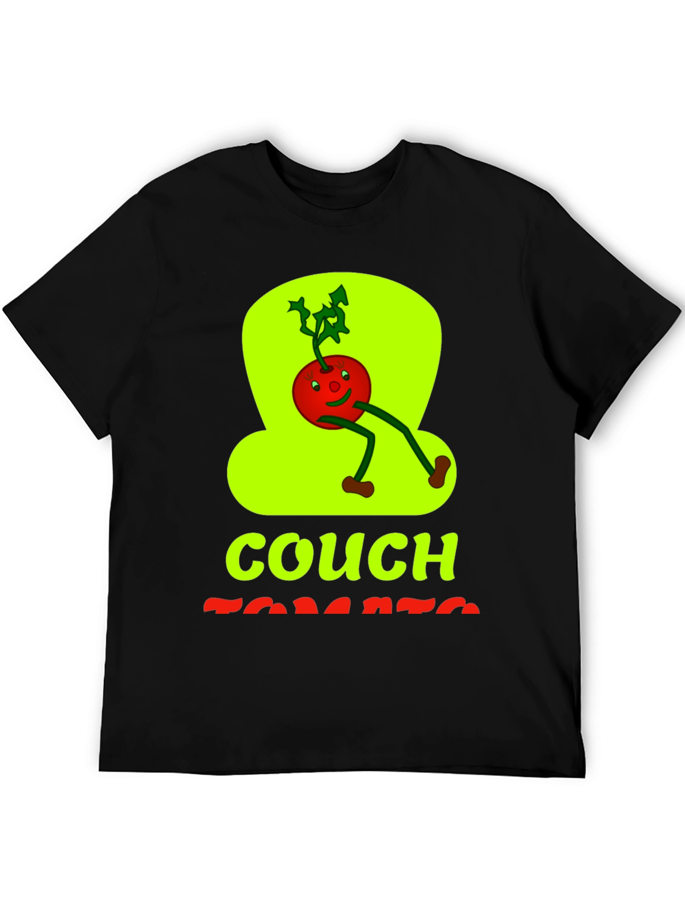 Couch Tomato Graphic Tee - Black Cotton Casual Wear